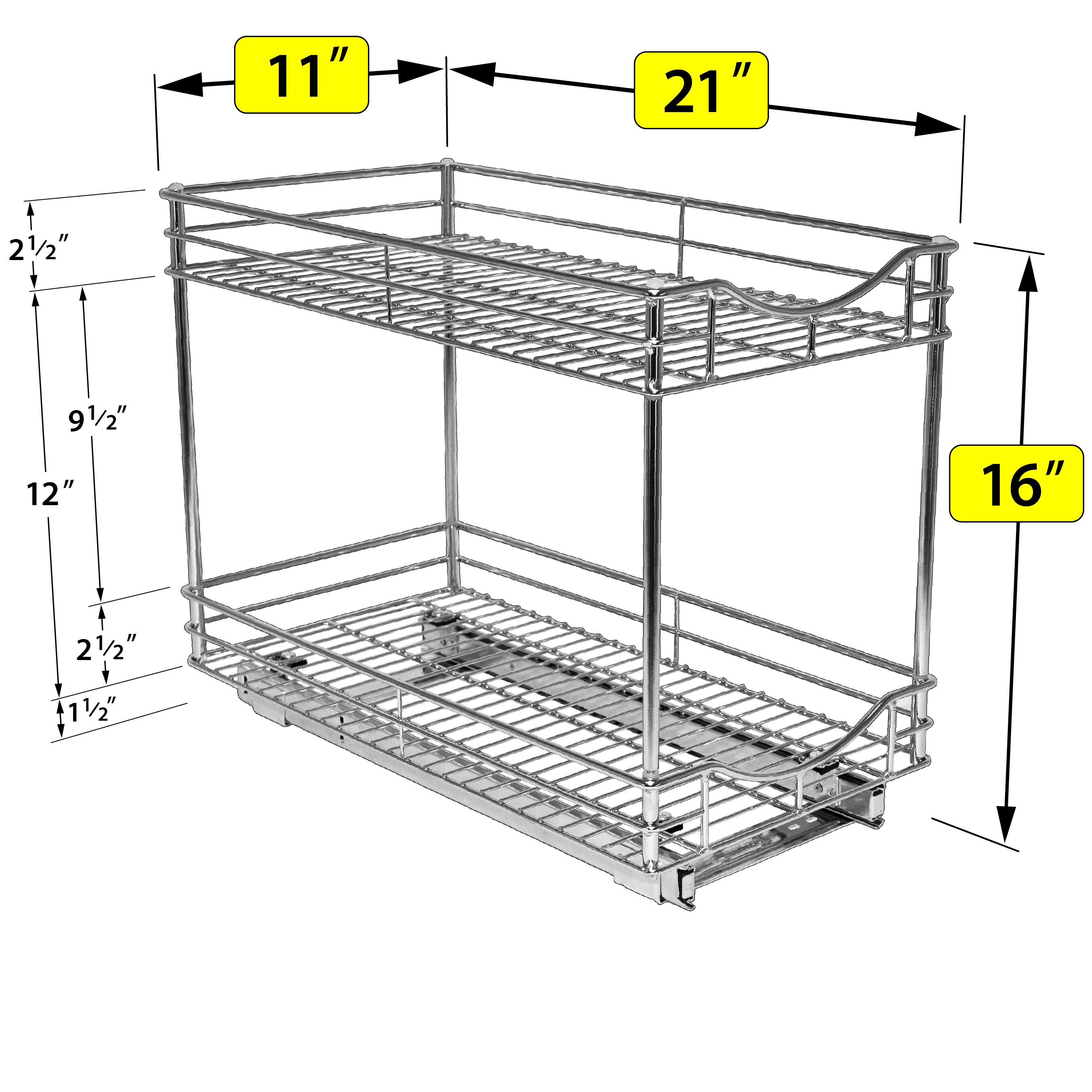 Lynk Professional 11 X 21 Slide Out Double Shelf - Pull Out Two Tier  Sliding Under Cabinet Organizer : Target