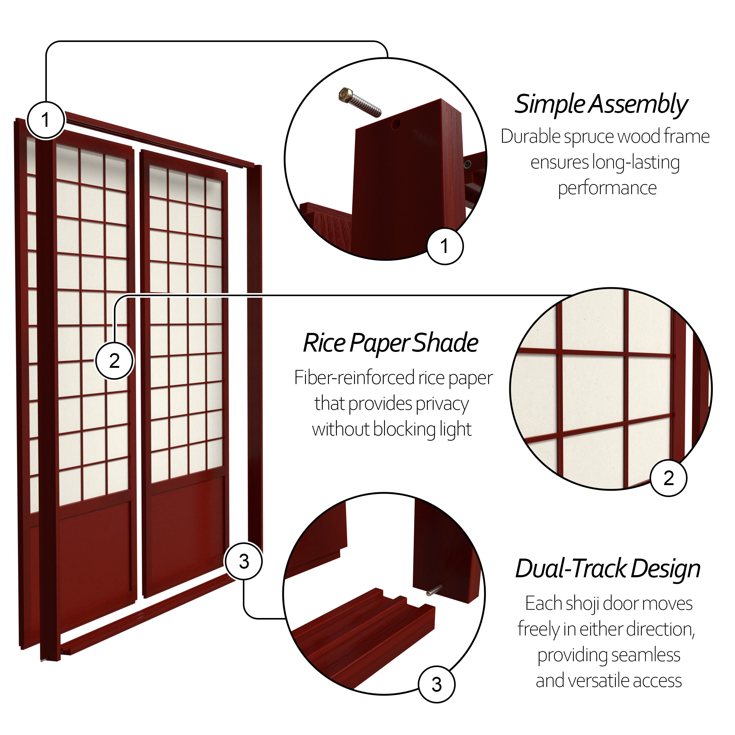 Red Lantern Oriental Furniture 72-in x 82-in Rosewood 2-Panel Square Prefinished Pine Wood Sliding Door (Hardware Included) Red Lantern Oriental Furniture 72-in x 82-in Rosewood 2-Panel Square Prefinished Pine Wood Sliding Door (Hardware Included)