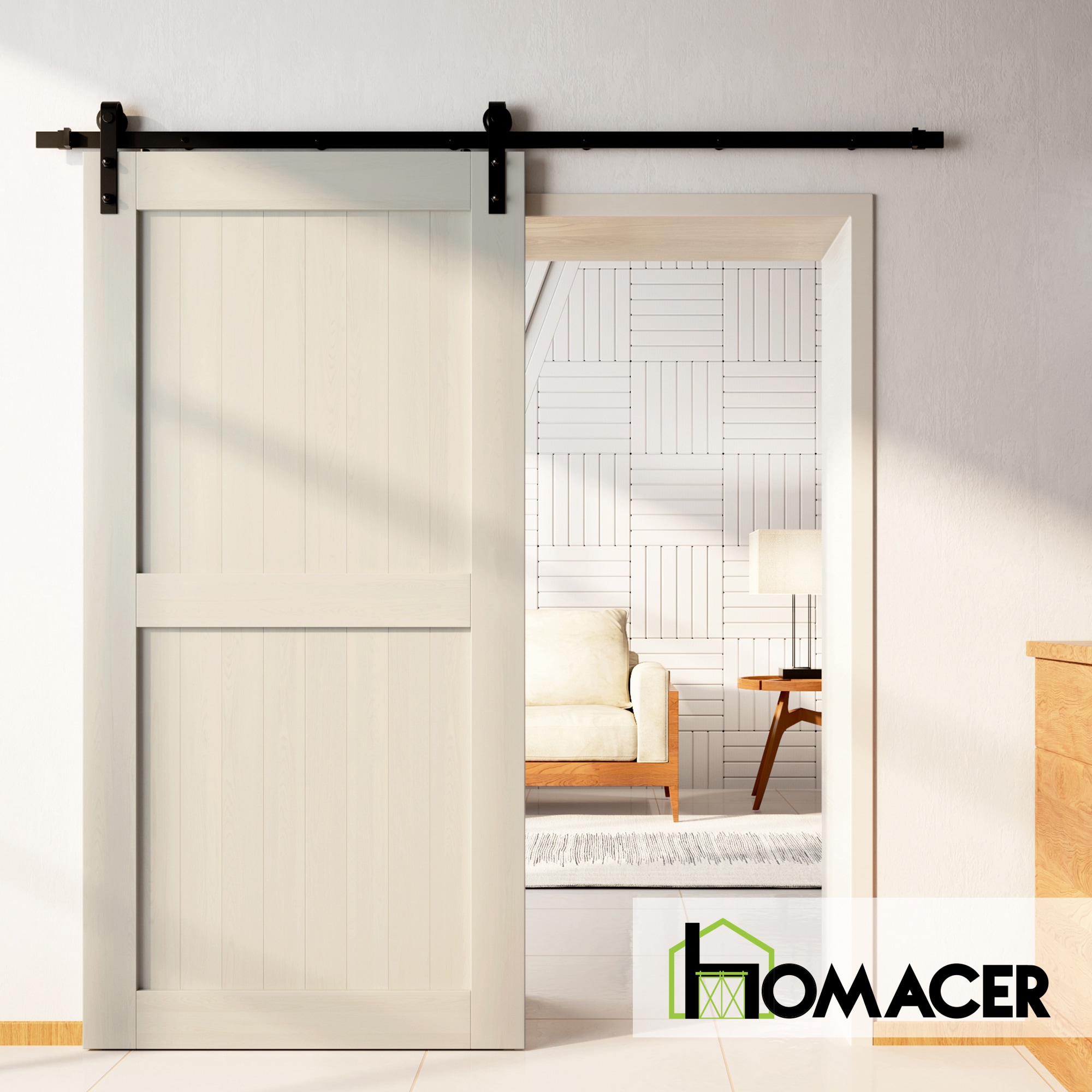 HOMACER 4884-H-TGRAY Barn-Doors - View #2