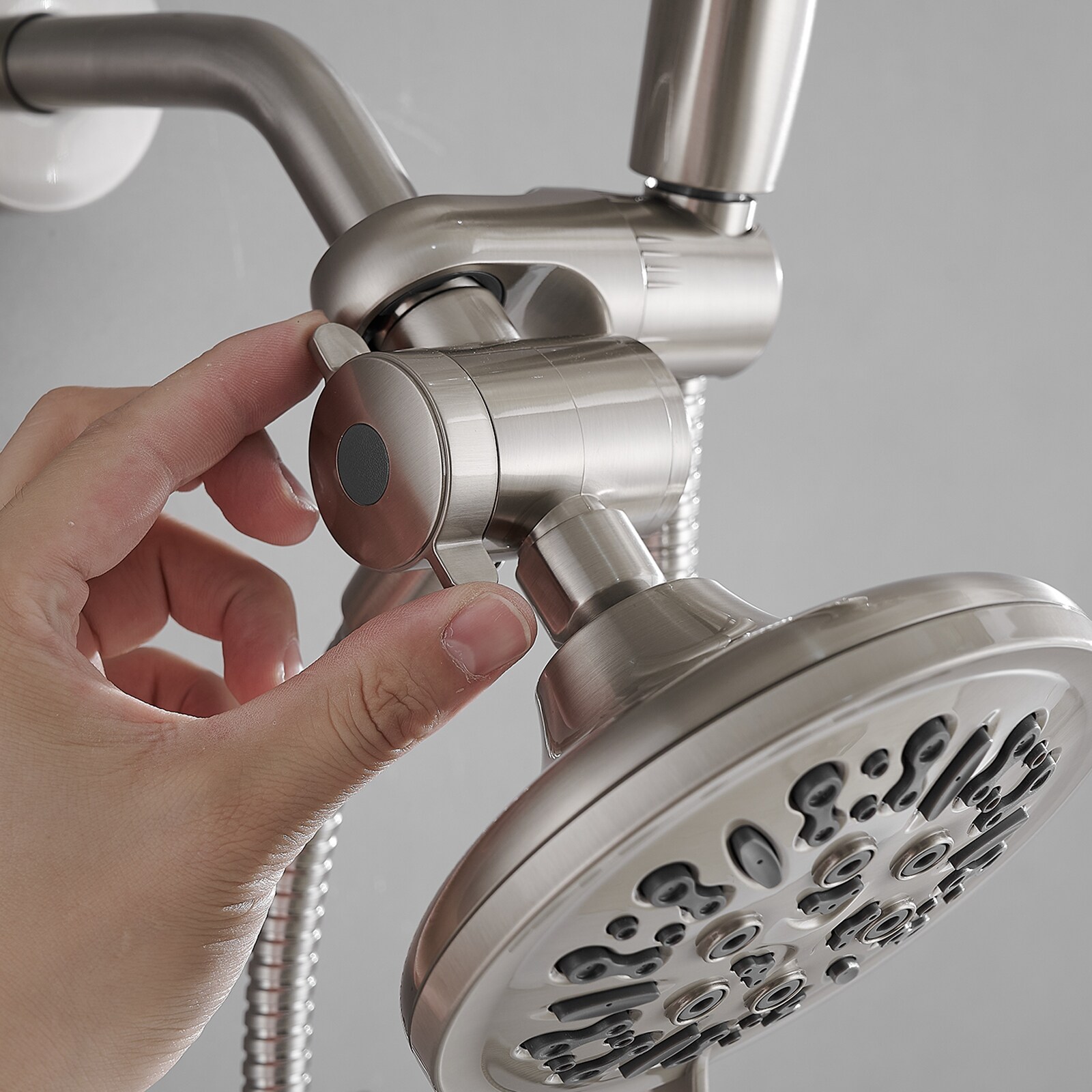 Brushed Nickel Dual Function Handheld Rain Shower Faucet Set