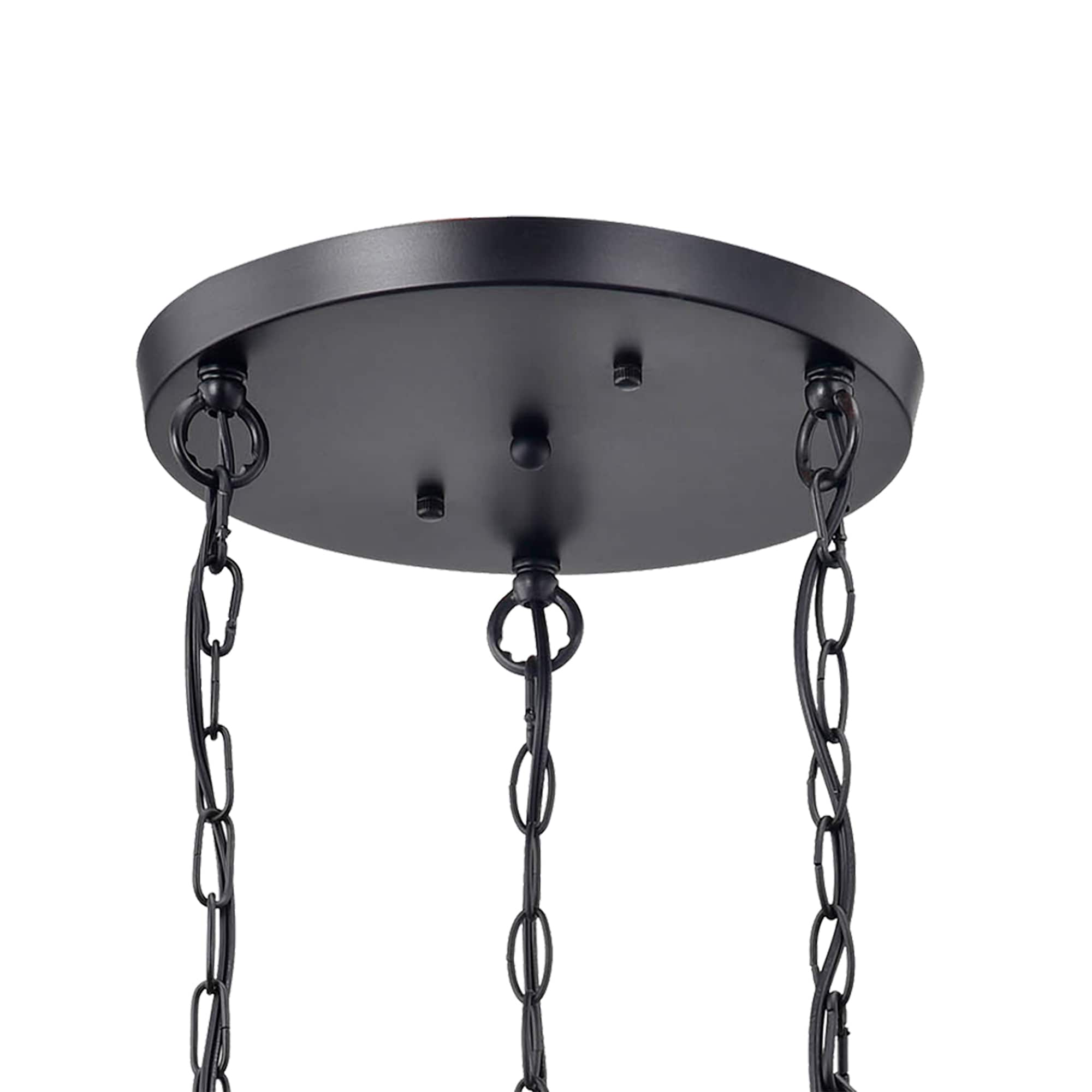 Modern Black and Brown 3-Light Chandelier with Glass Shades