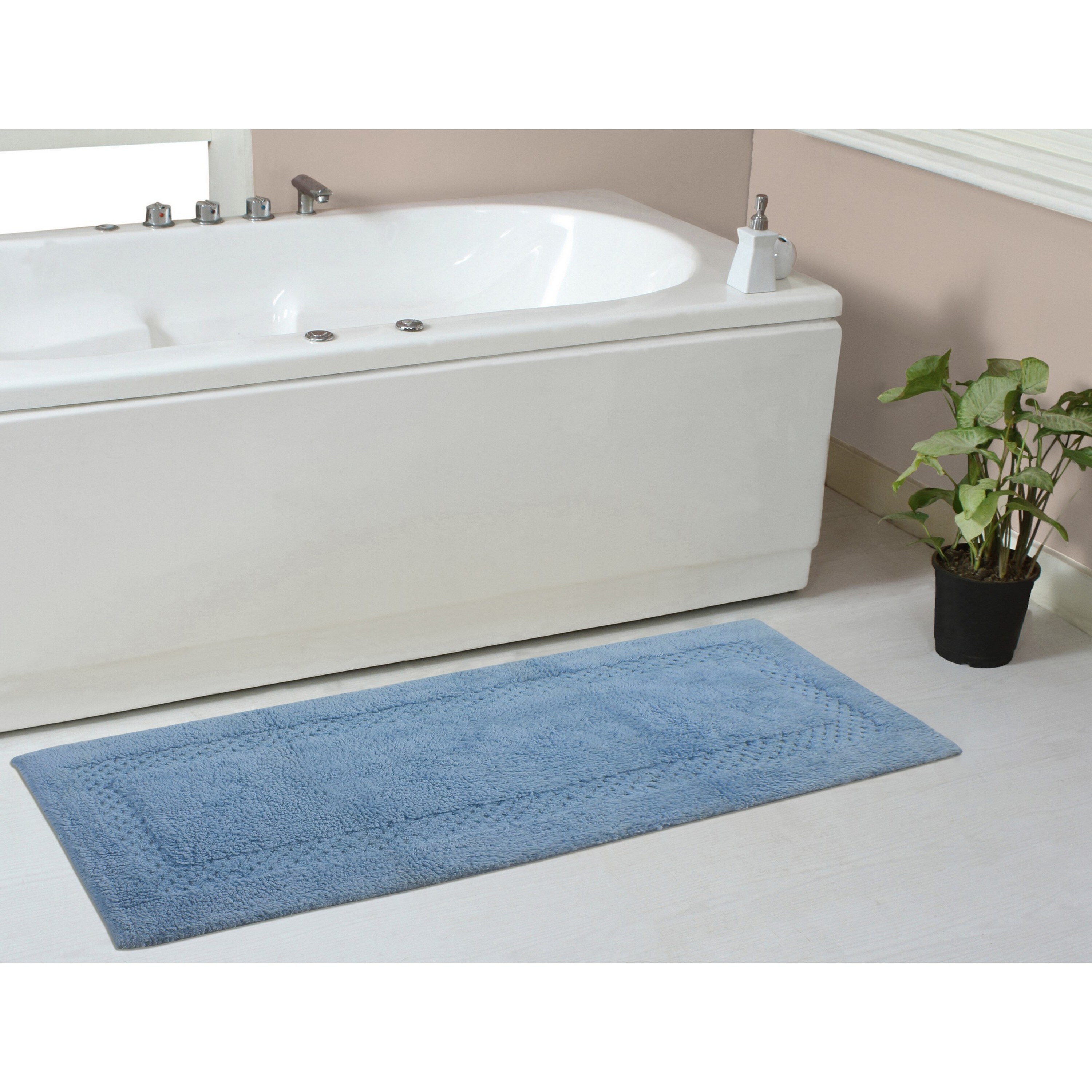 Home Weavers BCL2154BL Classy 21-Inches x 54-Inches Blue Cotton Bath runner