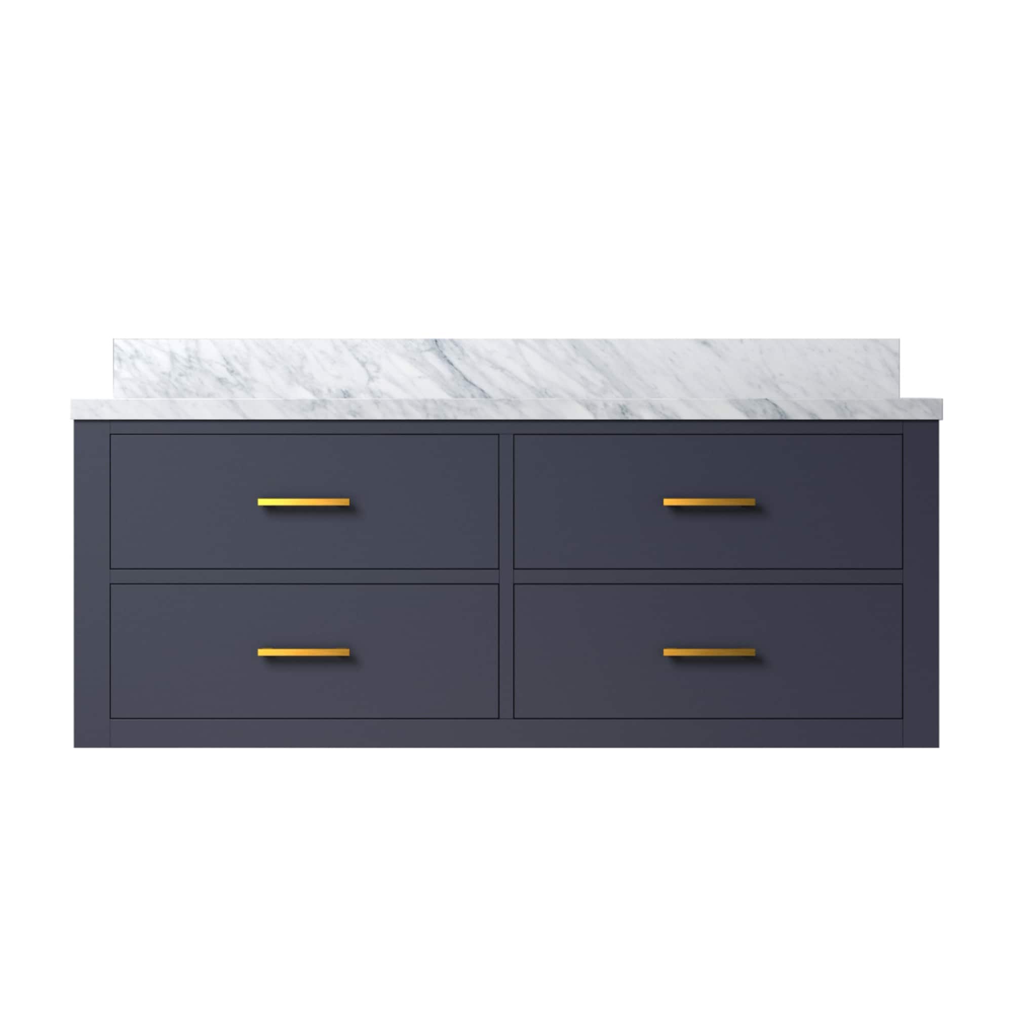 Lexora LVSO48SE100 Southold 48-in Blue Undermount Single Sink Floating Bathroom Vanity with White Carrara Marble Top