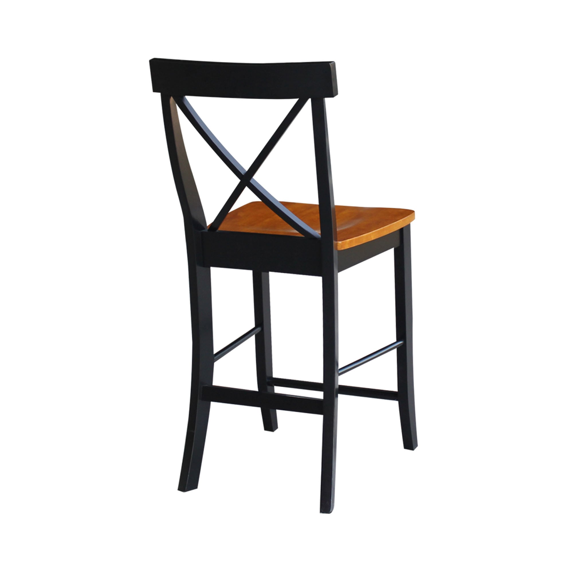 24" Black and Cherry Solid Wood X-Back Counter Stool
