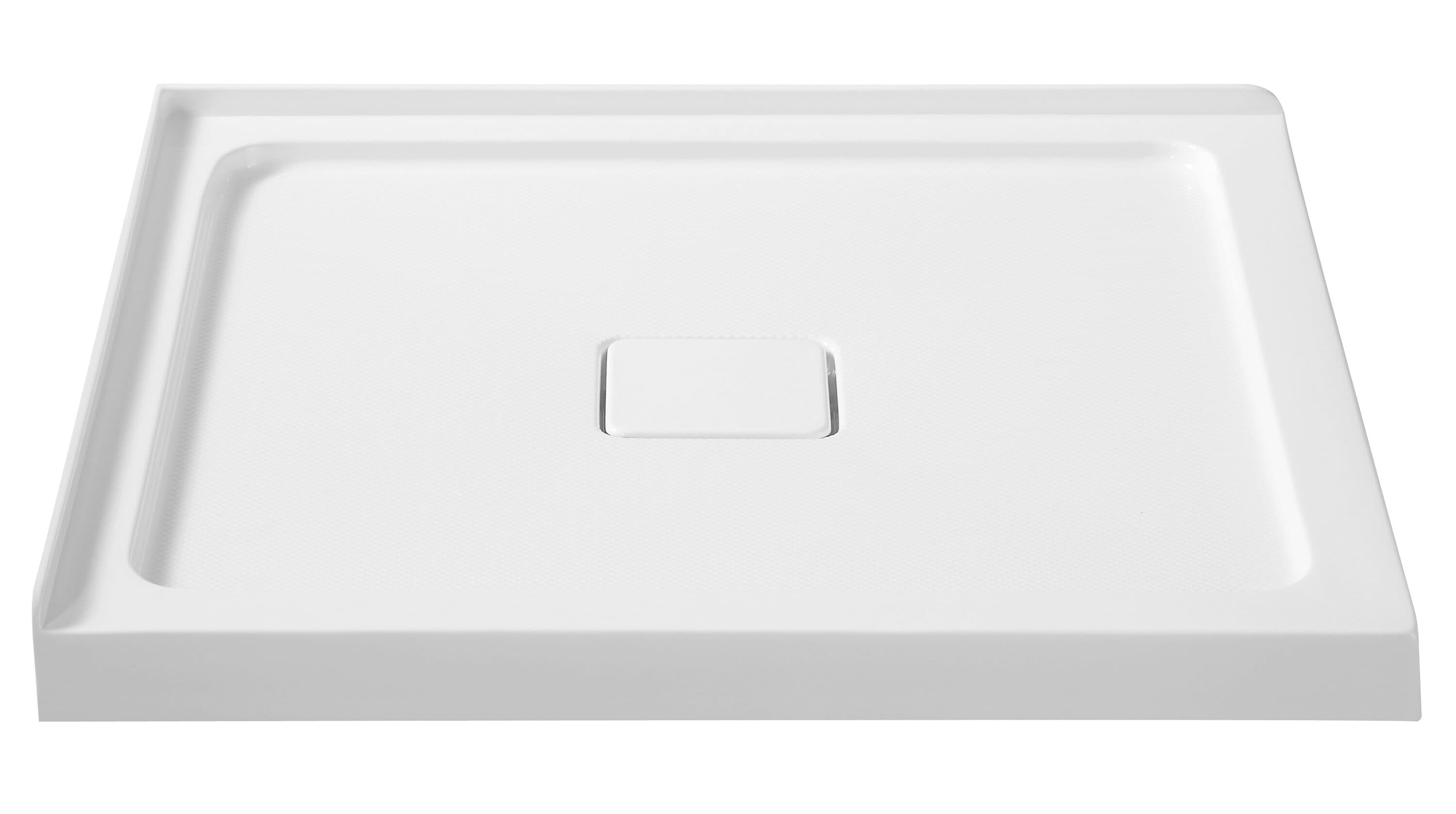 ANZZI Titan 36-in W x 36-in L Center Glossy White Double Threshold Square Corner Shower Pan Base with 3-in H Threshold