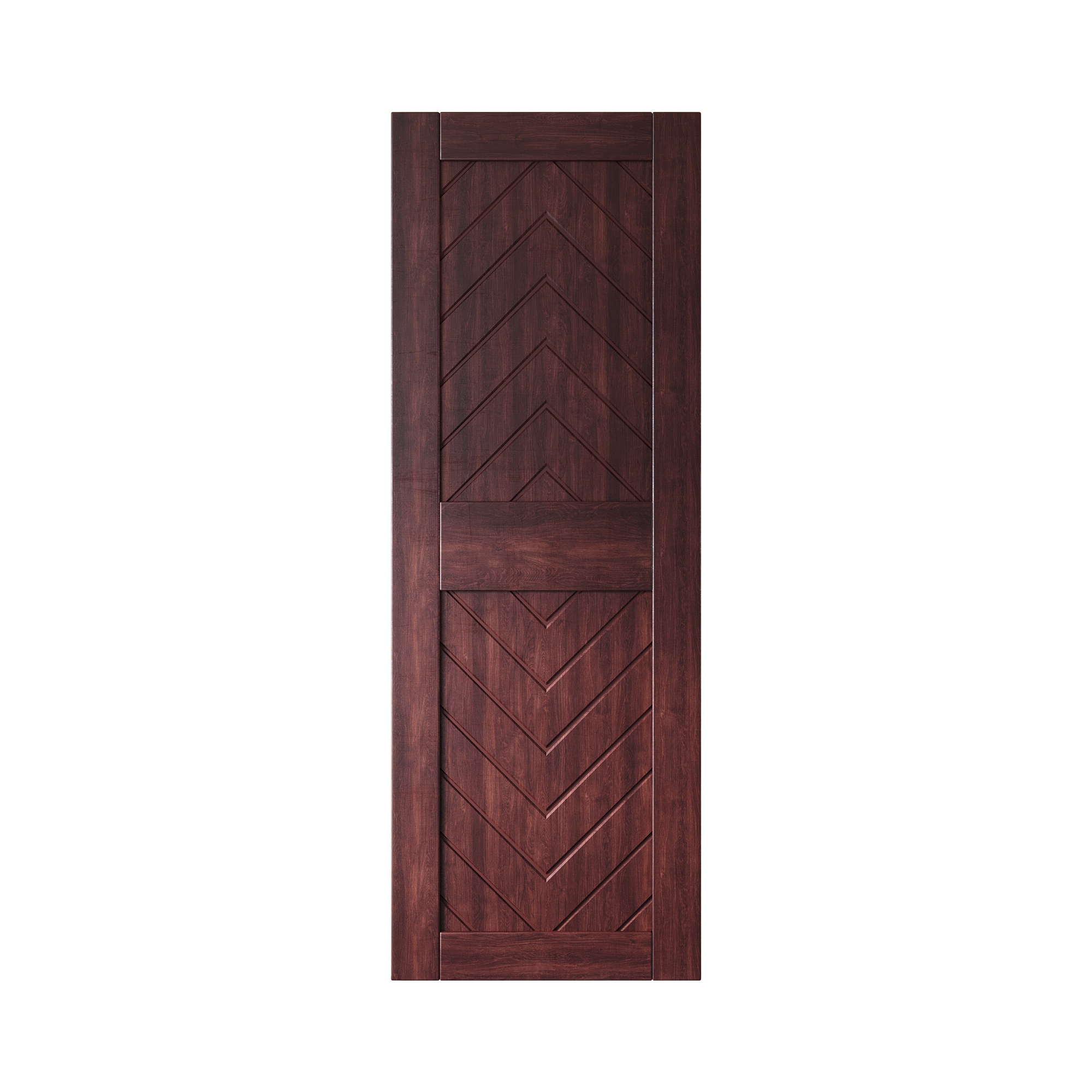 HOMACER JT2-3084-RD 30-in x 84-in Red Mahogany Herringbone Pine Wood Solid core Single Barn Door (Hardware Not Included)