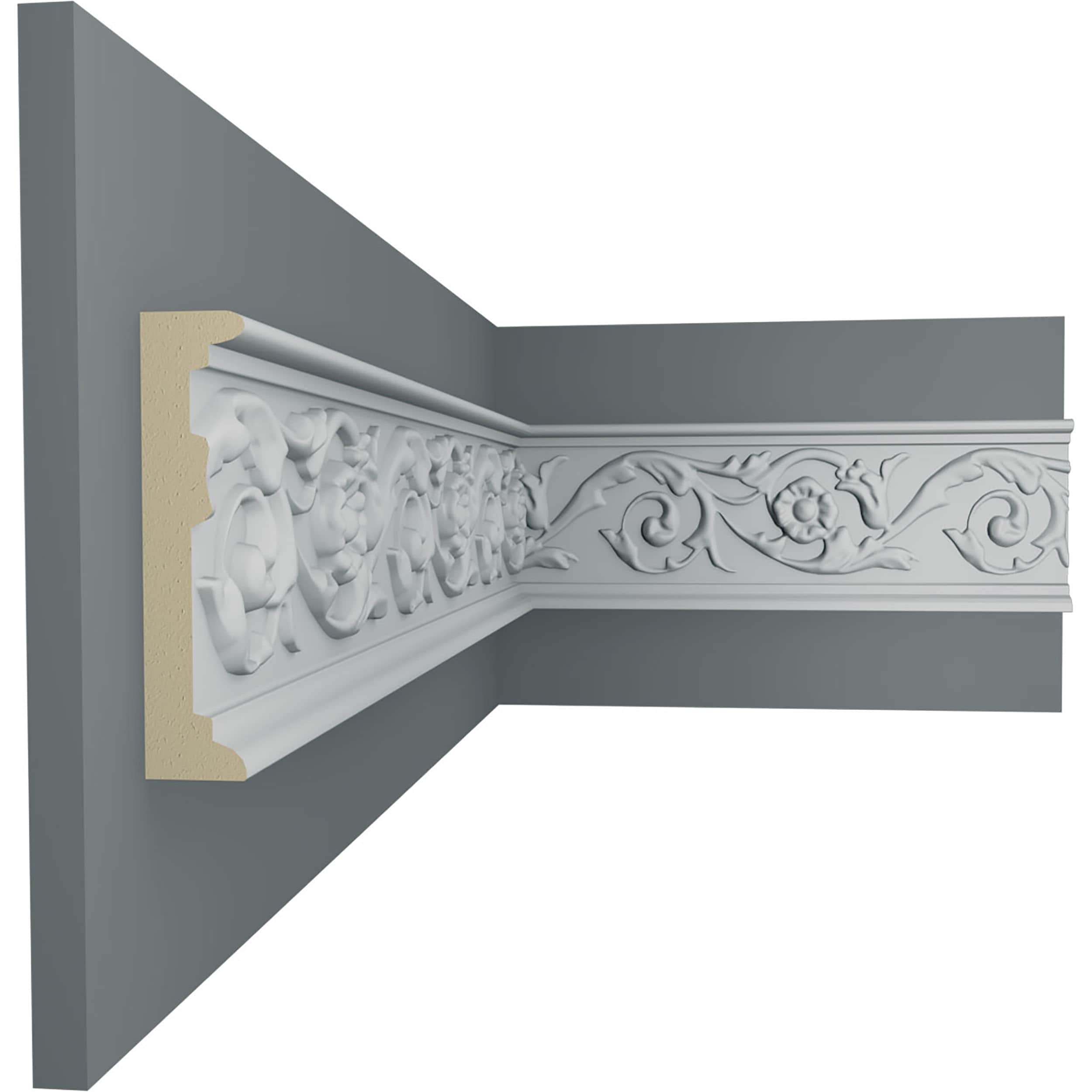 Delfina White Polyurethane Decorative Crown Chair Rail