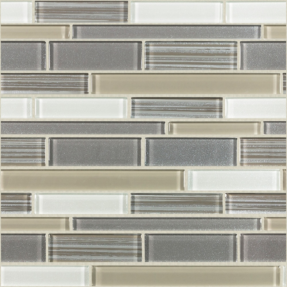 Elida Ceramica LW2007009 Sahara Glow Beige 12-in x 14-in Glossy Glass Patterned Linear Mosaic Wall Tile ( 0.955-sq ft Piece )