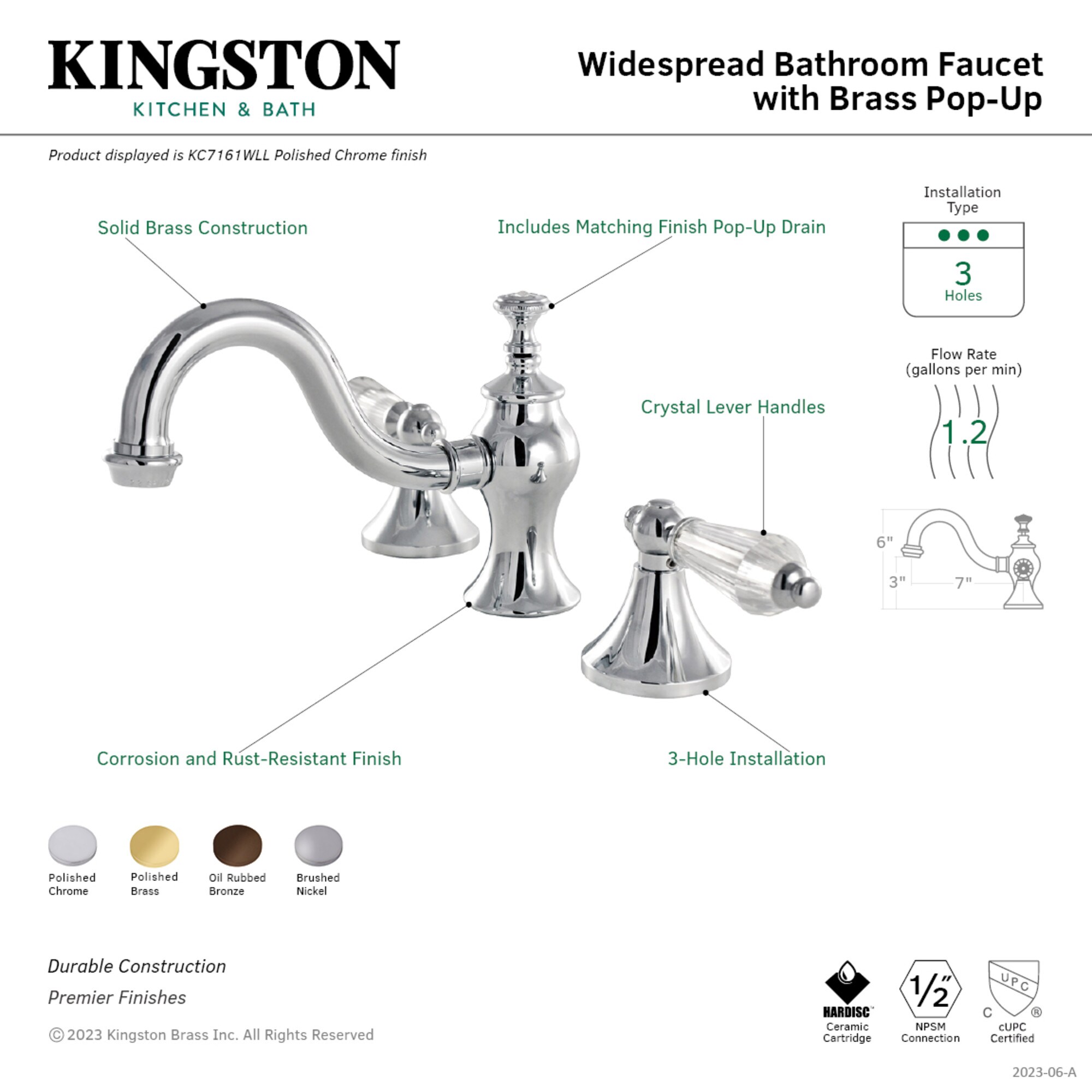 Kingston Brass WLKC7162WLL Lavatory-Faucets - View #2