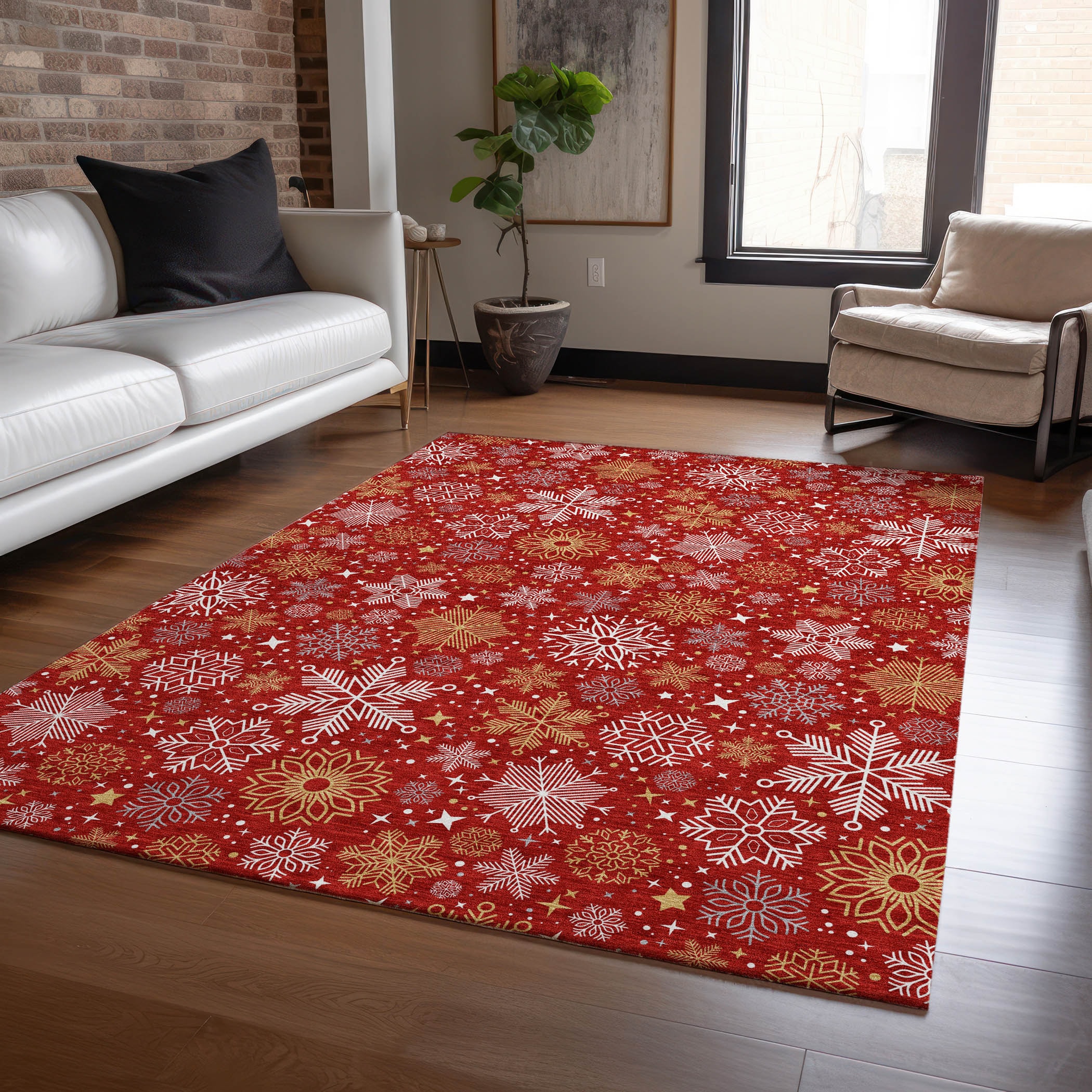 Addison Rugs ACN1823RD9X12 Chantille ACN1823RD 9 x 12 (ft) Loomed Polyester Red Rectangular Indoor/Outdoor Machine washable Area rug