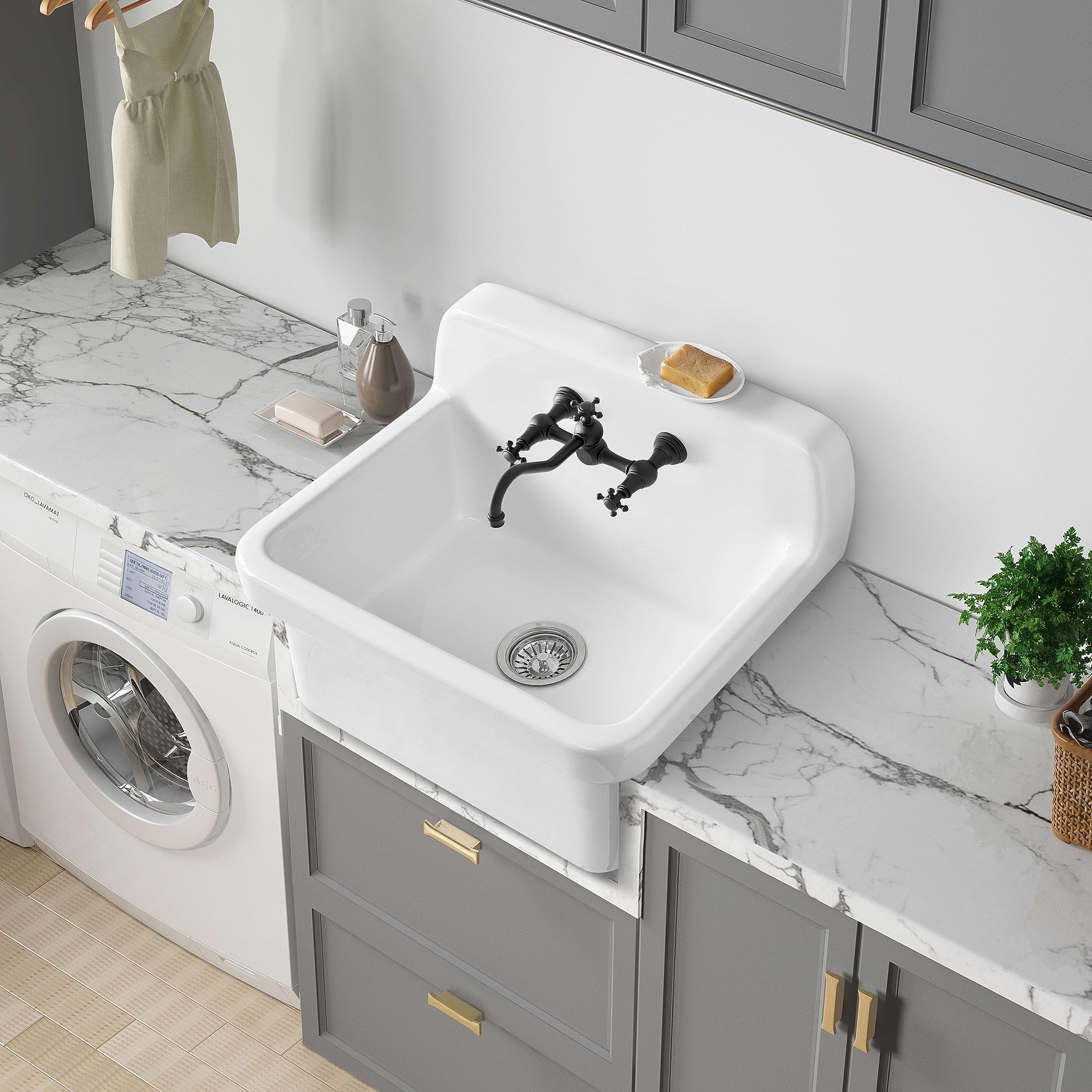 Innobule SINK Drop-in 24-in x 20-in Fireclay Single bowl Kitchen Sink, image size:2560x2560