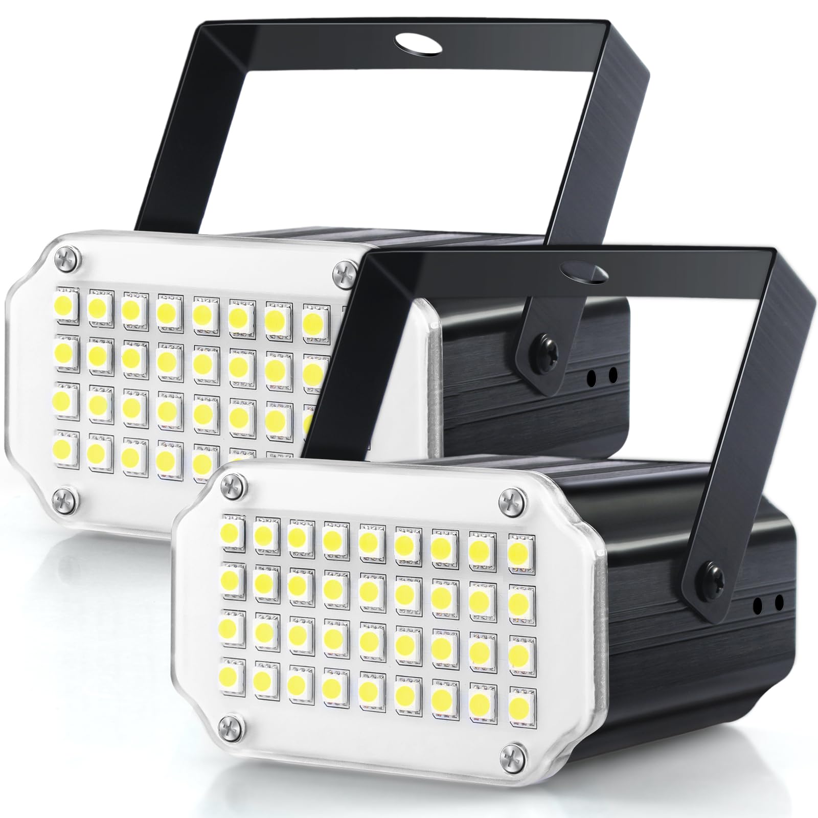 KIWDZFU  Mini Halloween White LED Strobe Light 2 Pack Sound Activated Adjustable Flash Speed Party Lighting with 36 Super Bright LEDs for Room