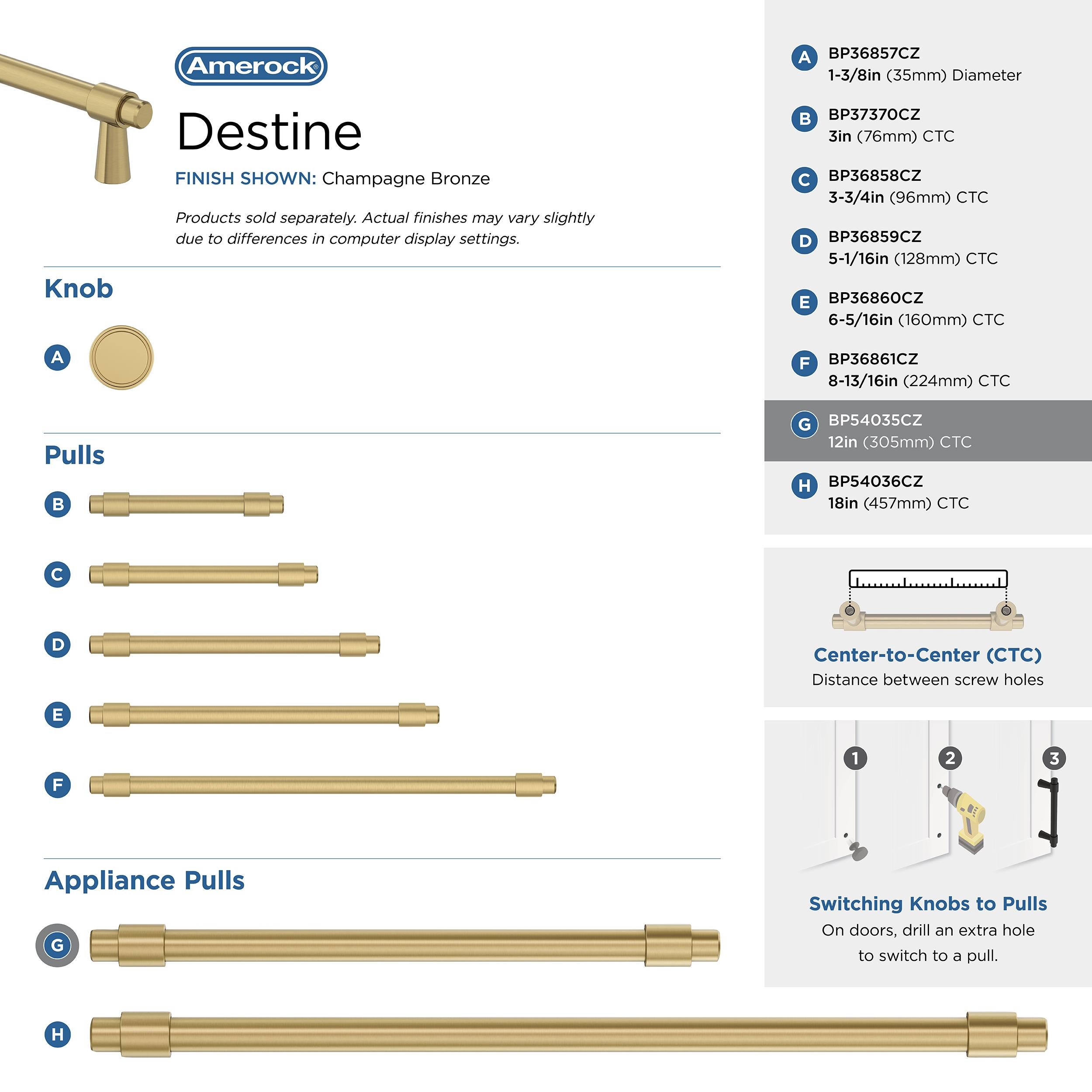 Amerock BP54035CZ Cabinet-Pulls - View #6