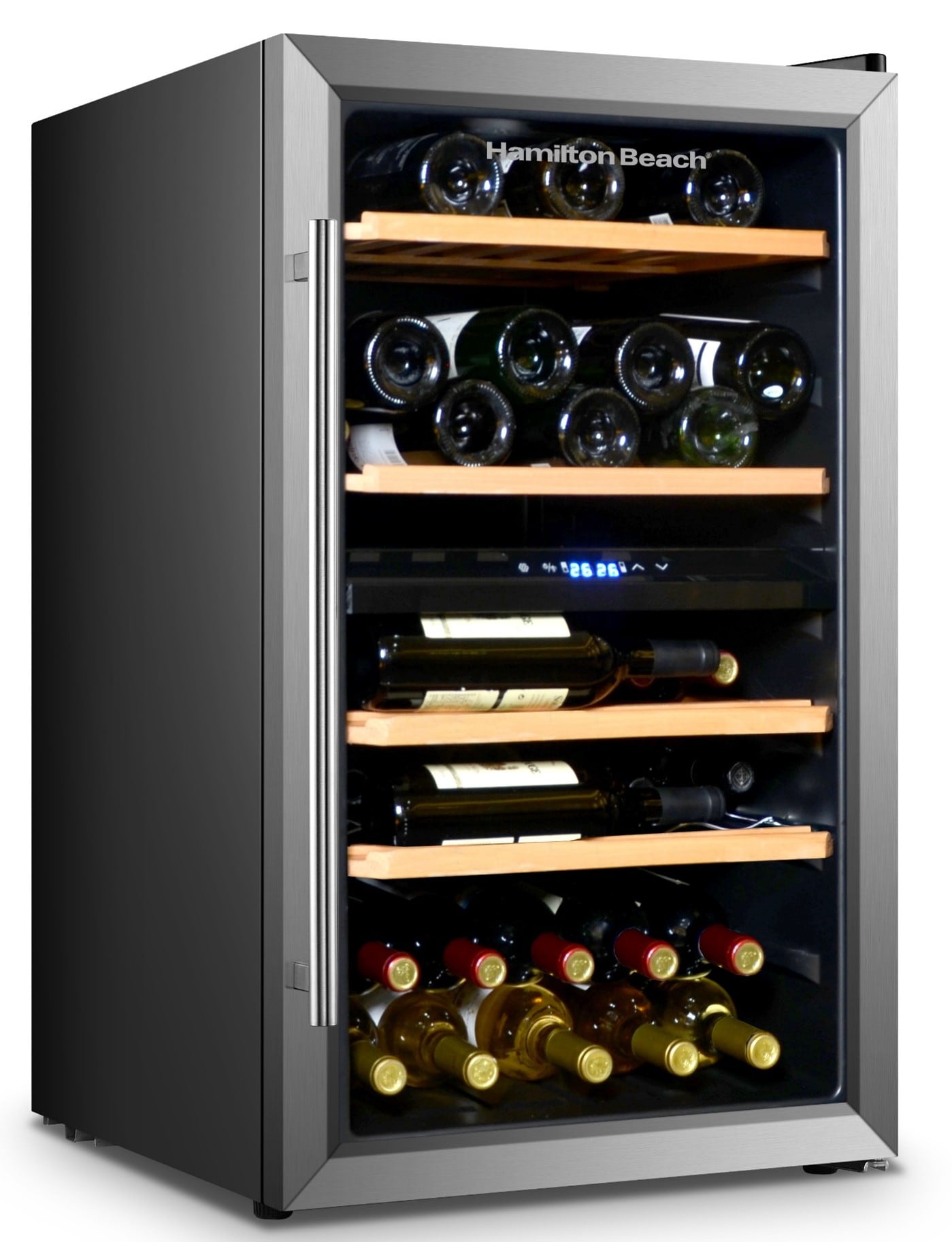 Hamilton Beach HBWF4300 23-Inches W 43 -Bottles Stainless Dual Zone Cooling Freestanding Indoor Wine Cooler