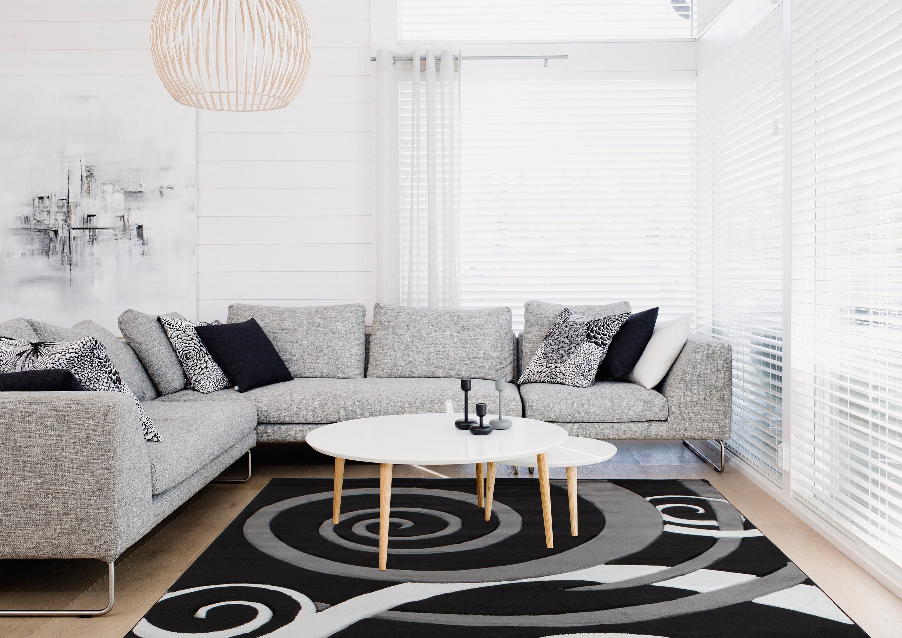 MDA Rugs OR0346 Orelsi 4 x 6 (ft) Polypropylene Black/Gray Rectangular Indoor Abstract Area rug