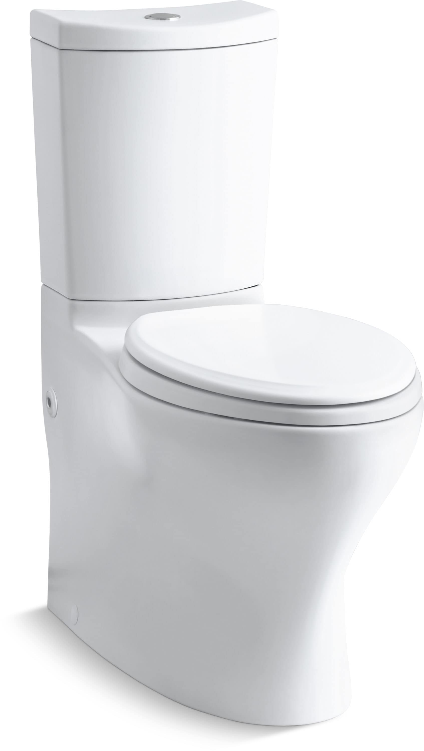 White Compact Dual-Flush Toilet Tank with Modern Curves