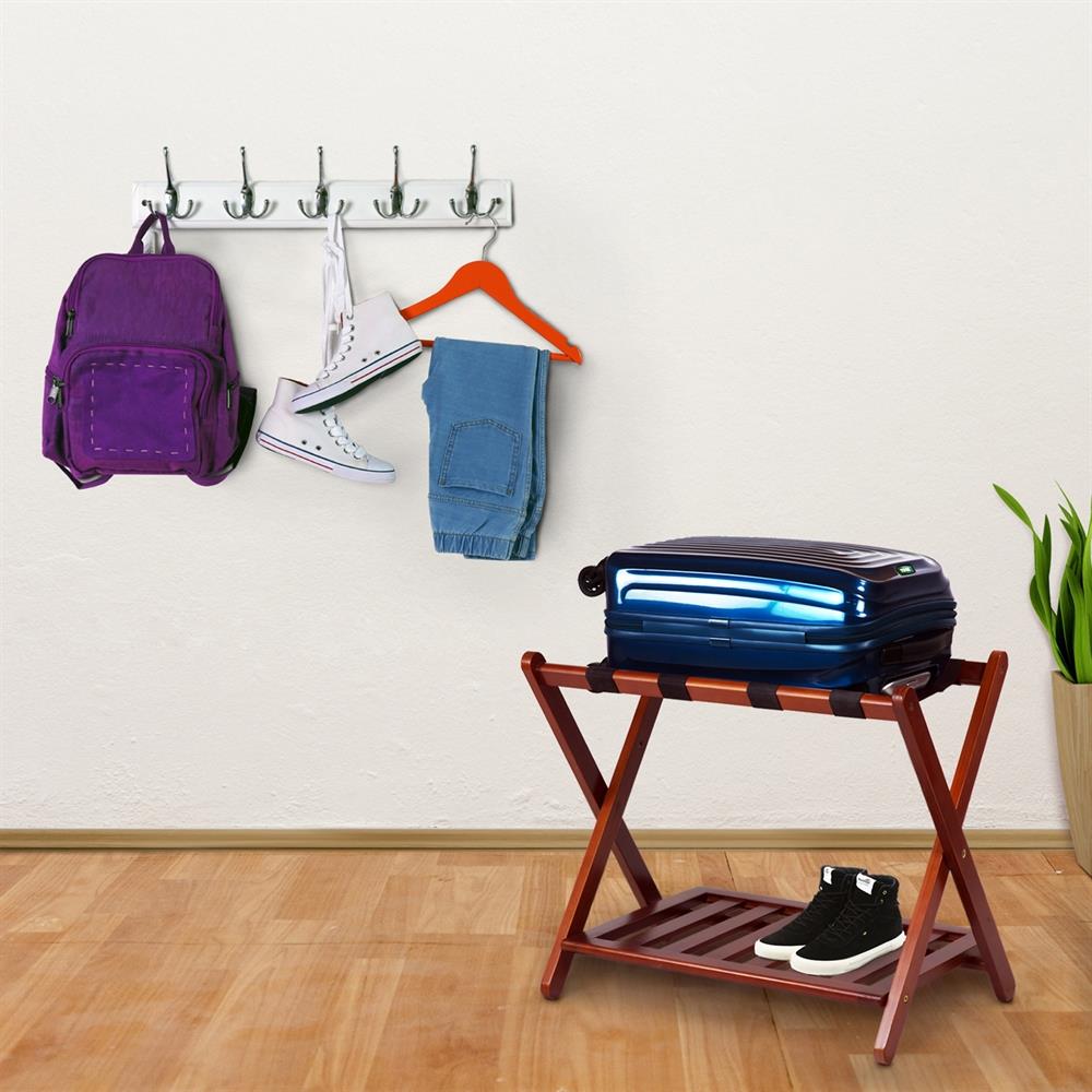 Casual Home Luggage Rack with Shelf Natural 