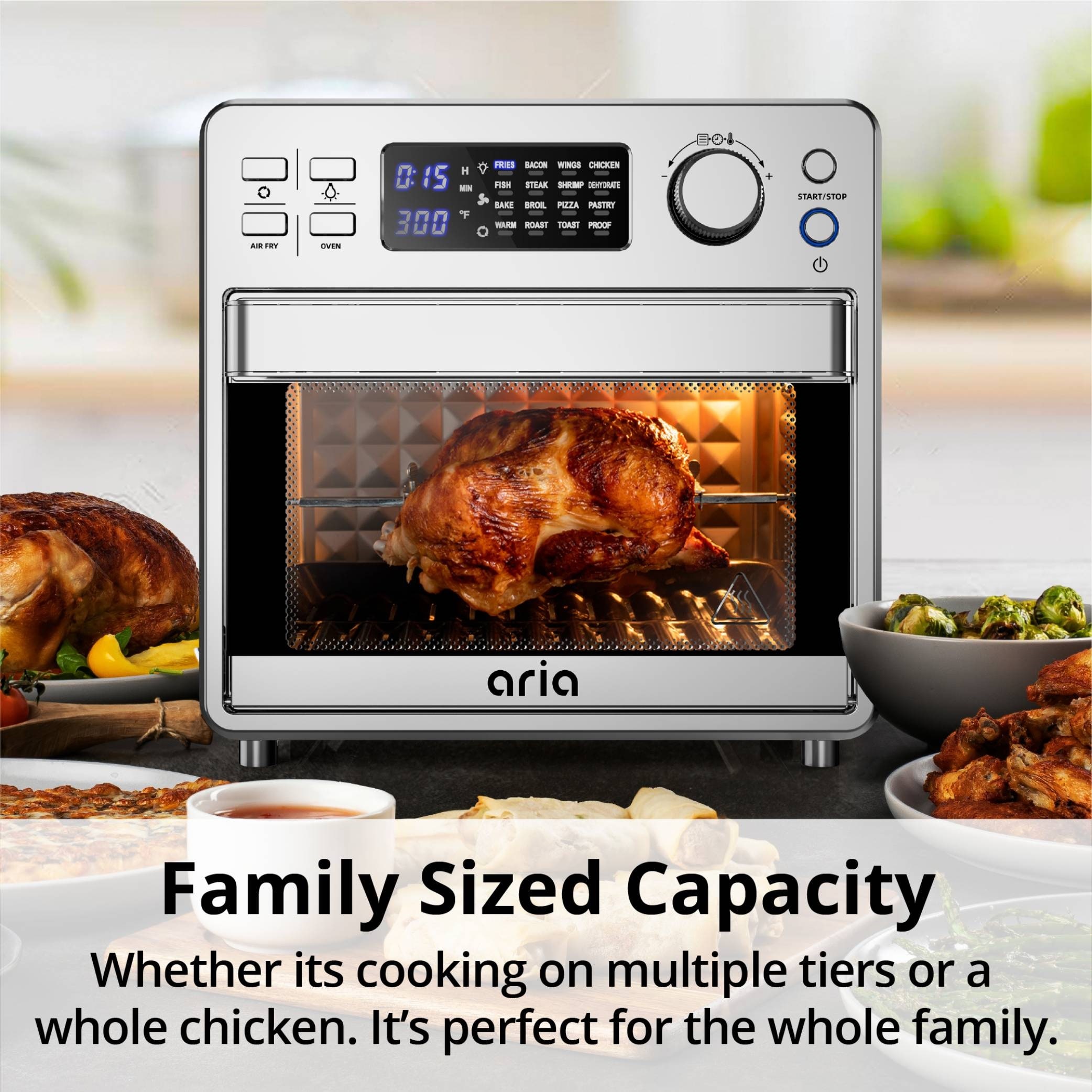 Moosoo 24.3 Quart Air Fryer, Stainless Steel Air Fryer Oven, with