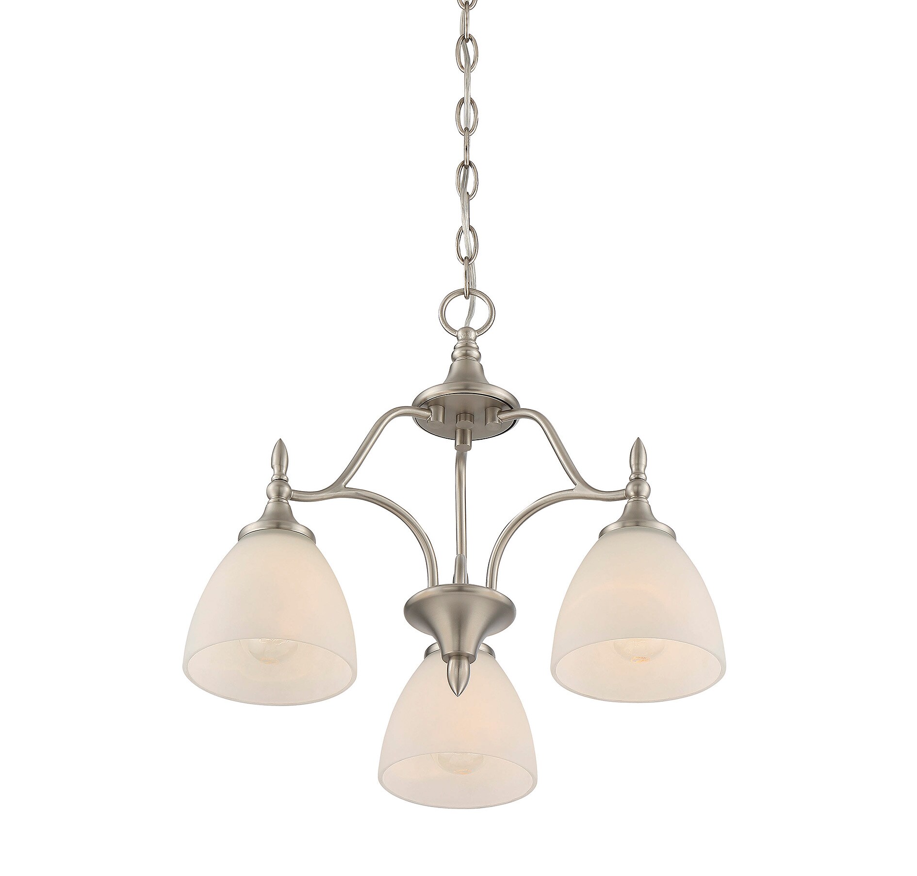 Herndon Satin Nickel 3-Light Chandelier with Frosted Glass Shades