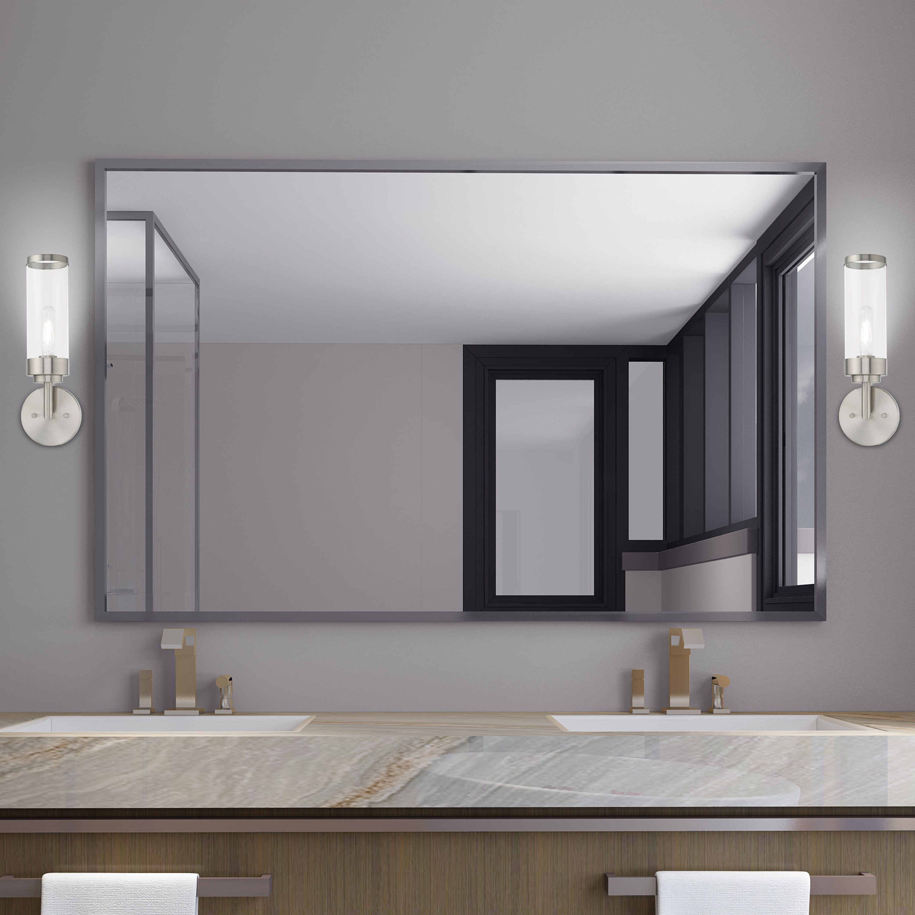 Hillcrest Brushed Nickel 1-Light Wall Sconce with Clear Glass Shade