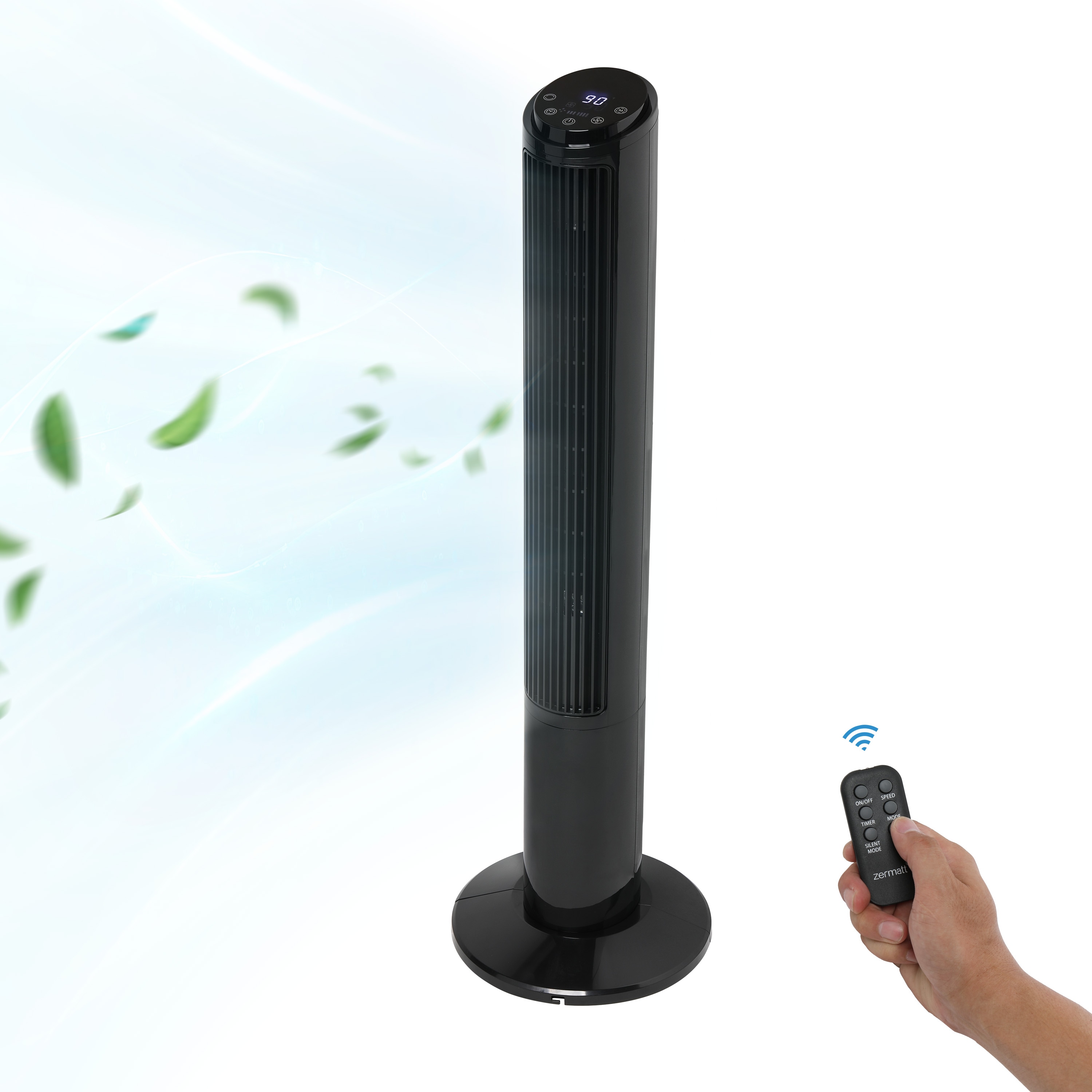 Kahomvis DHS-QPF2-332 40-Inches 120 -Volt 3 -Speed High Velocity Indoor Black Oscillating Floor Fan with Remote