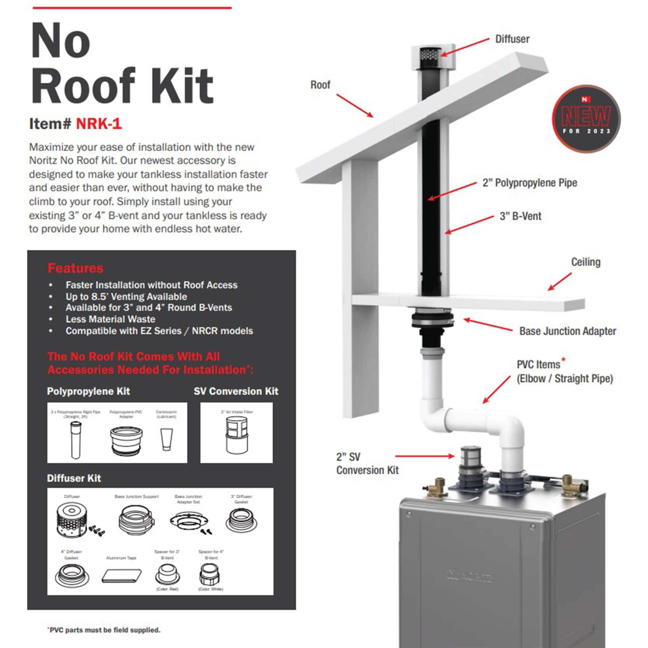 Noritz 90-Degree 3-in-Dia Plastic Vent Kit Tankless Gas/Electric