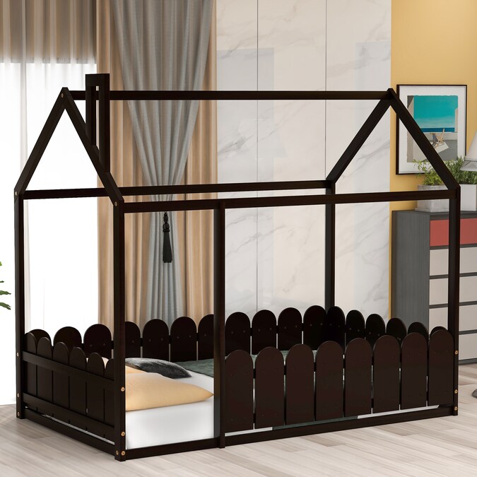 Mondawe Espresso Twin Bed Frame In The, Espresso Twin Bed Frame