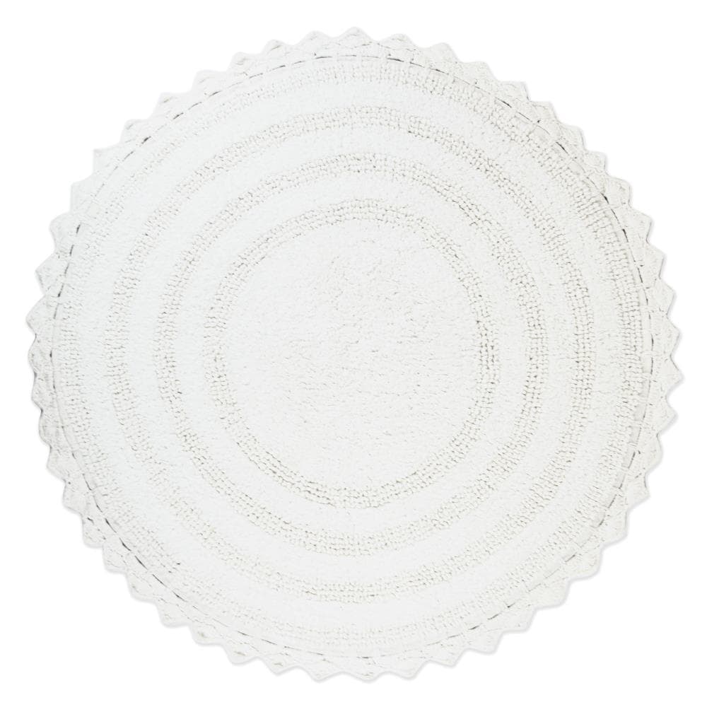 DII Off White Round Crochet Bath Mat