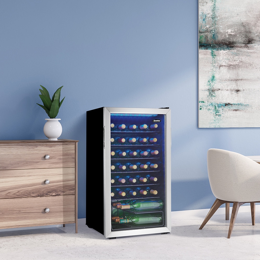 danby 36 bottle free standing wine cooler in black