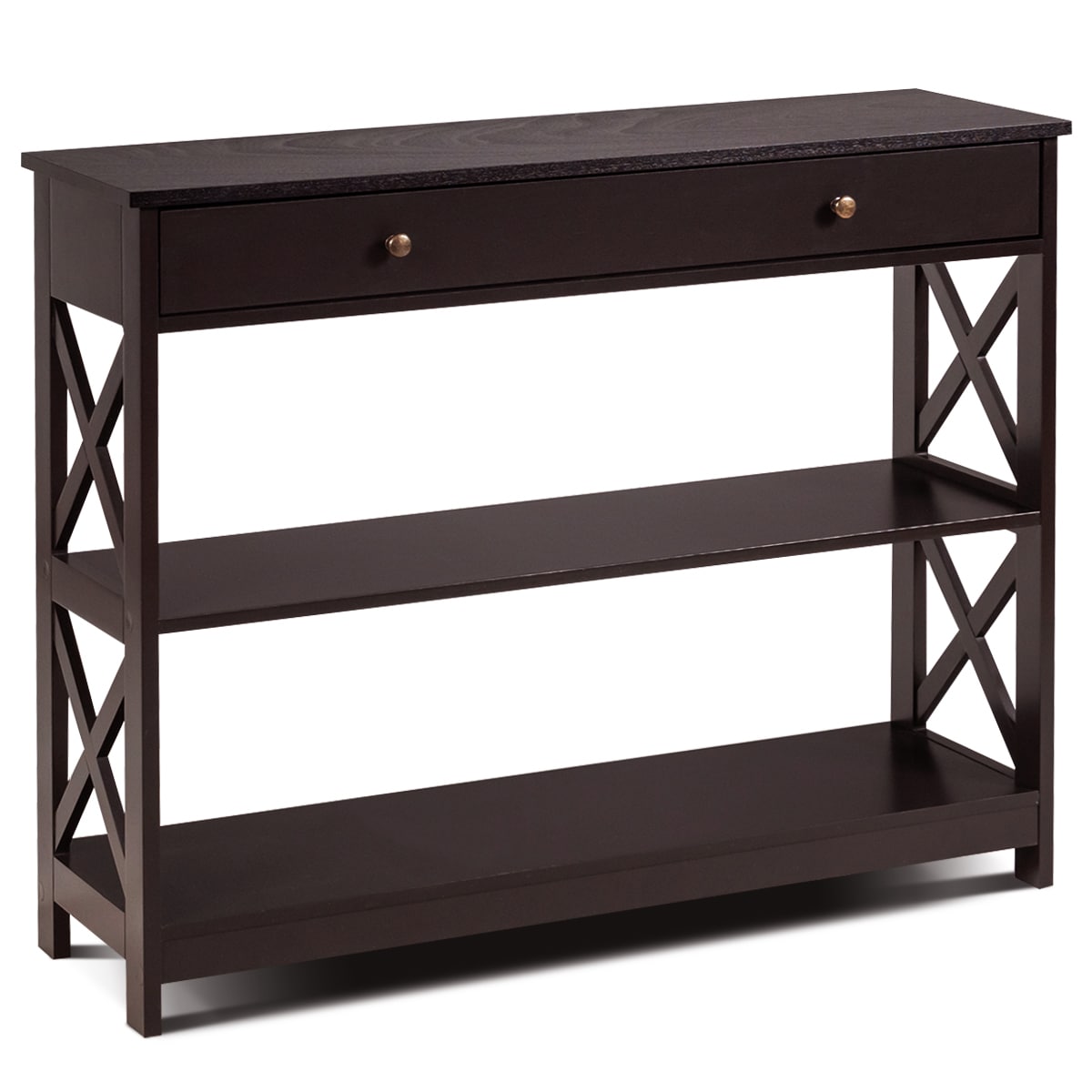 Slickblue D-CO-FC09066WH Modern Multi-Tier Console Table with Drawer for Entryway Living Room or Office – 5 Colors Options