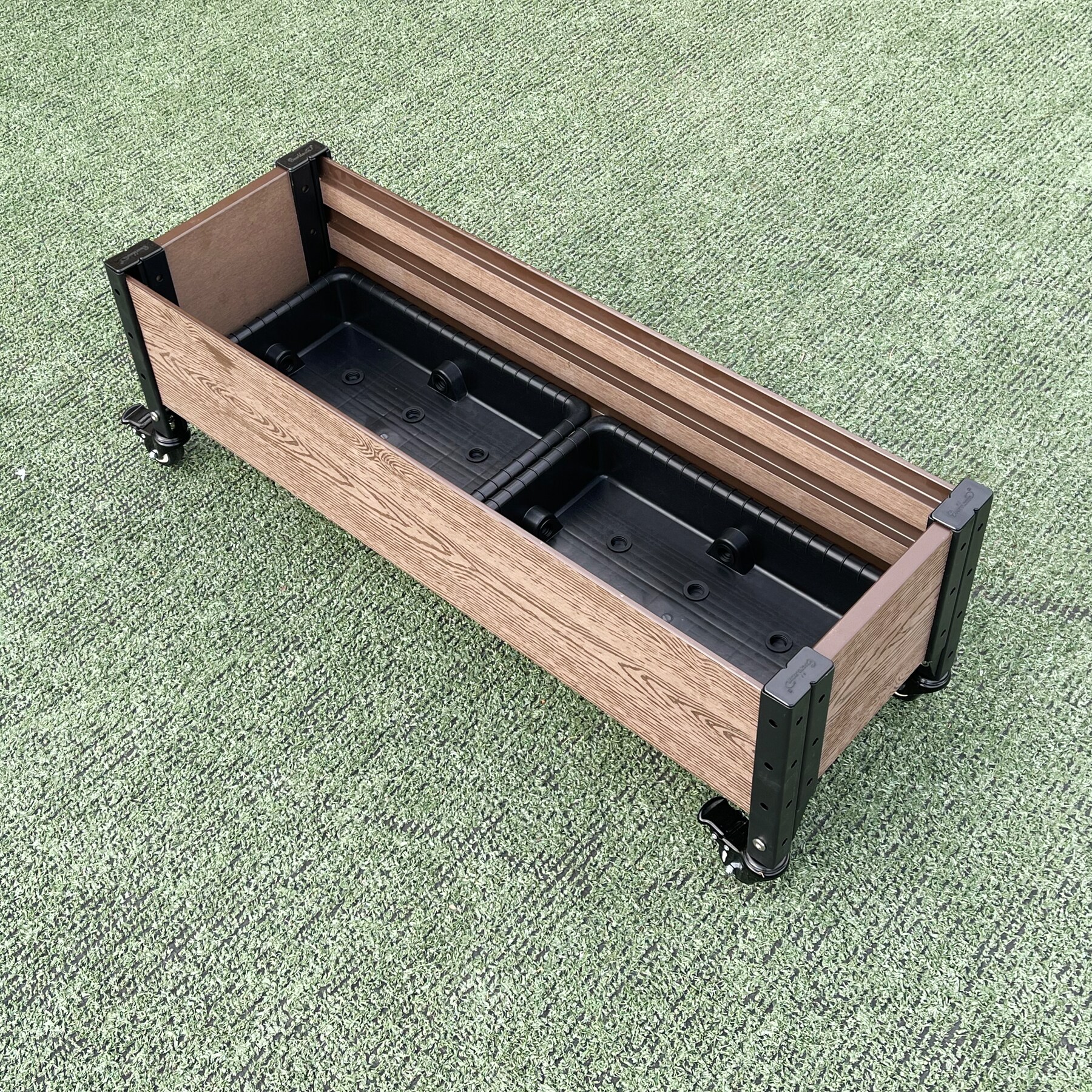 Brown Composite Rolling Planter Box with Black Frame