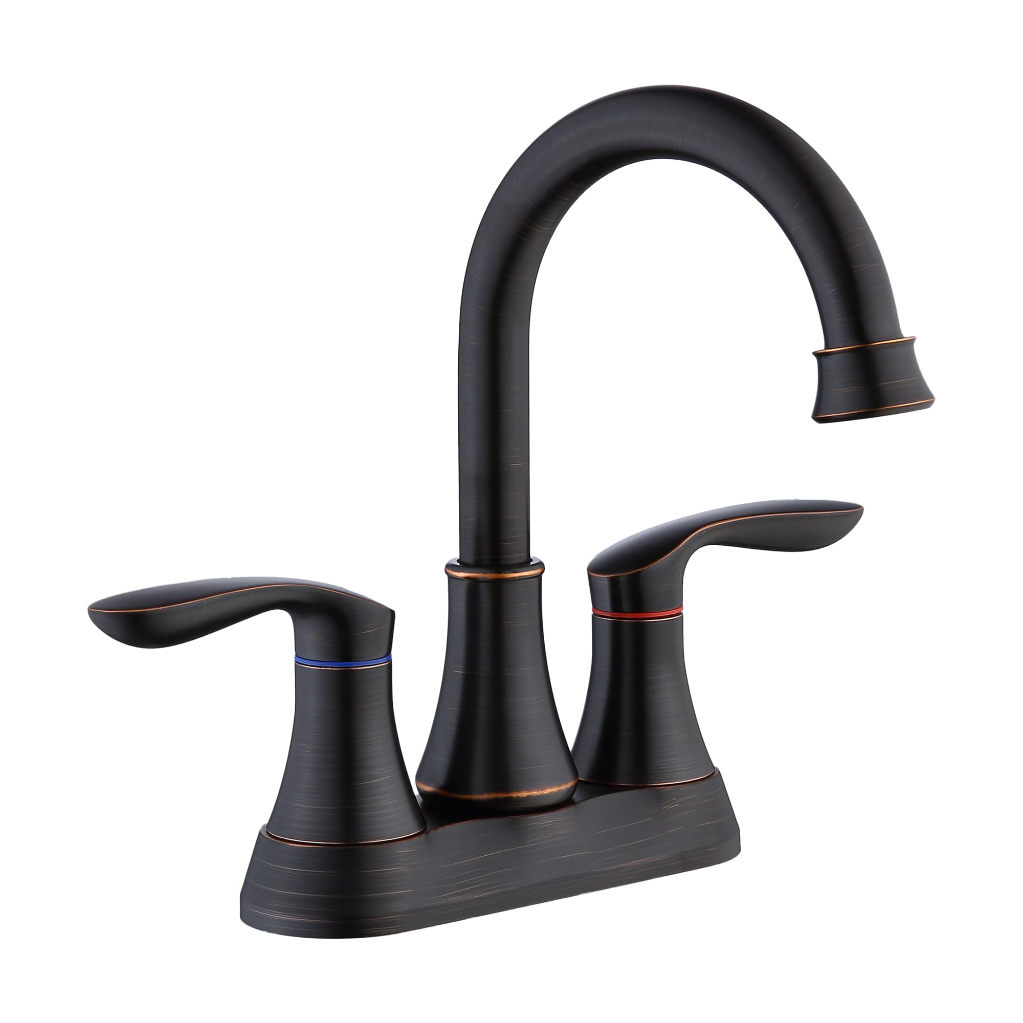 FORIOUS LL03580ORB-F Oil-Rubbed Bronze 4-in centerset 2-handle High-arc Commercial/Residential Handle Bathroom Sink Faucet with Drain