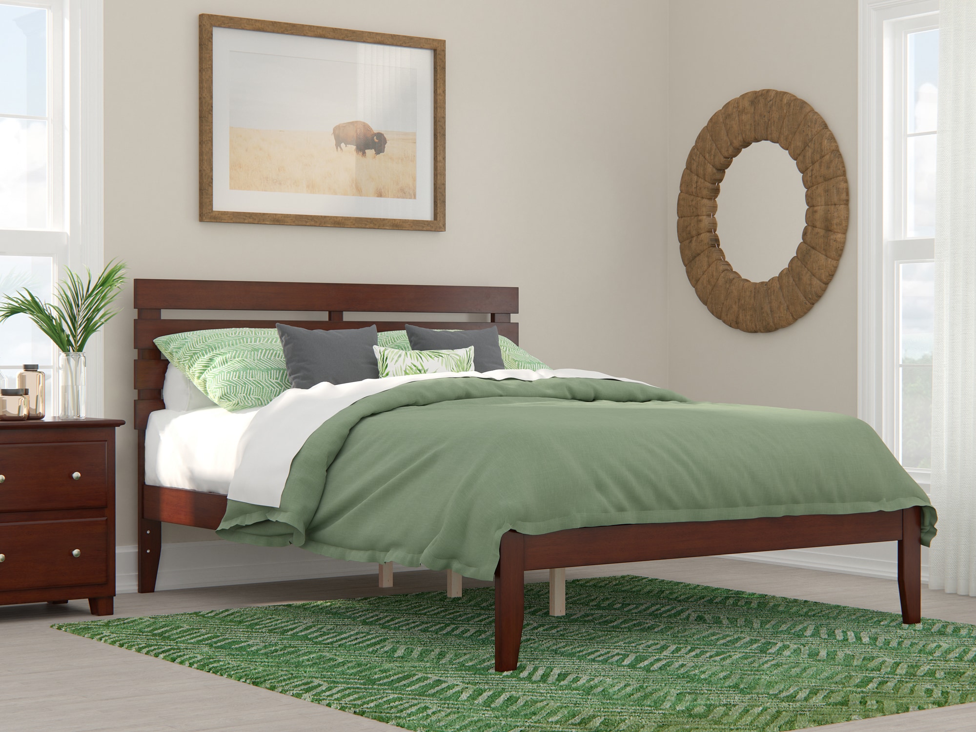 AFI Furnishings AG8310044 Oxford Walnut Queen Wood Platform Bed