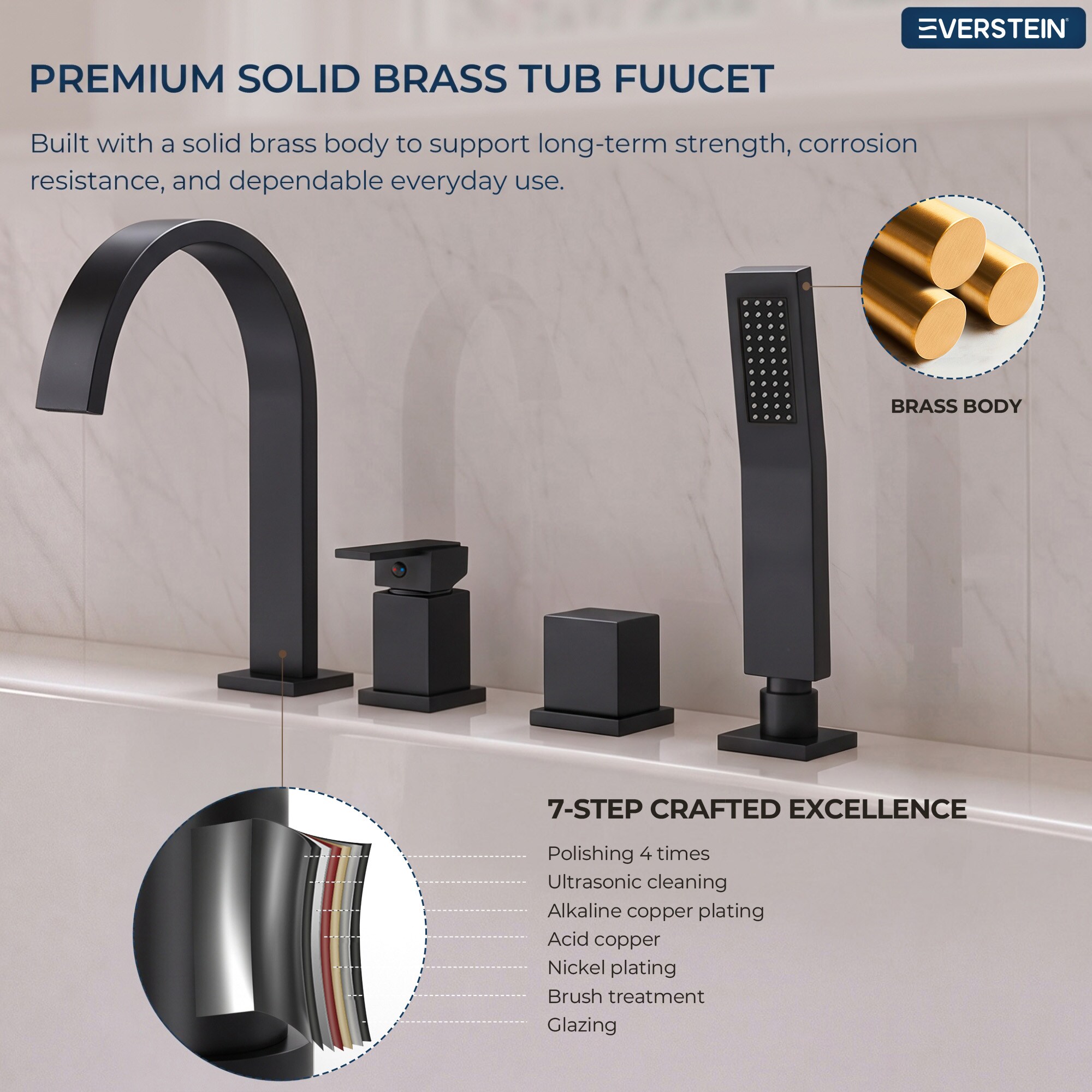 EVERSTEIN SFS-1161-BK Roman-Tub-Faucets - View #6