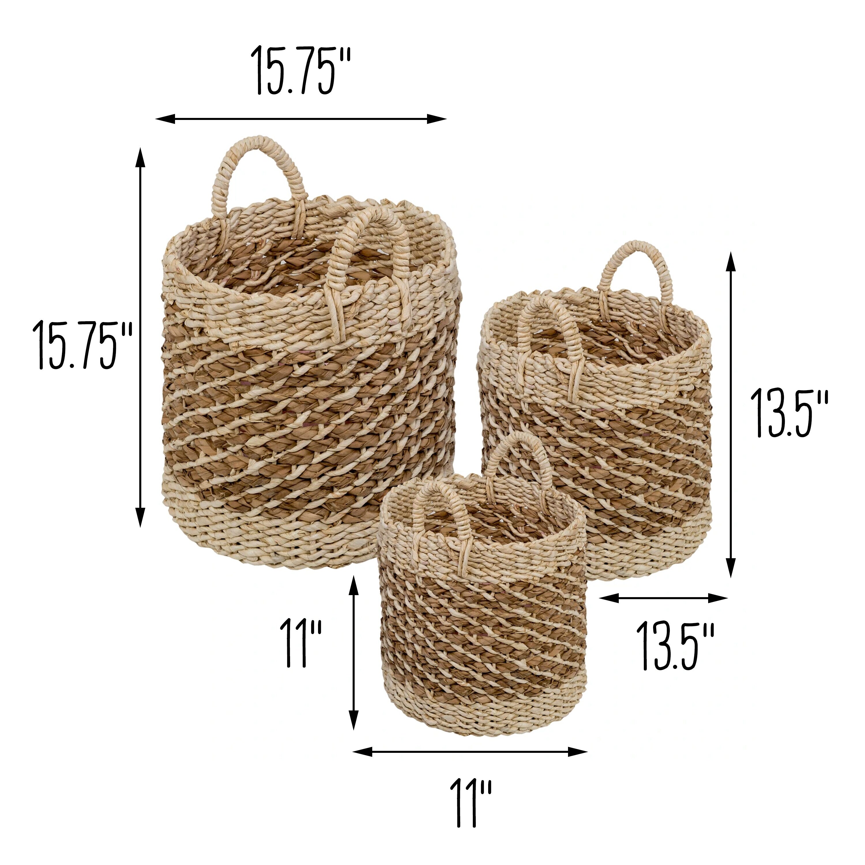 Honey-Can-Do Water Hyacinth Woven Bathroom 7-Piece Storage Basket Set