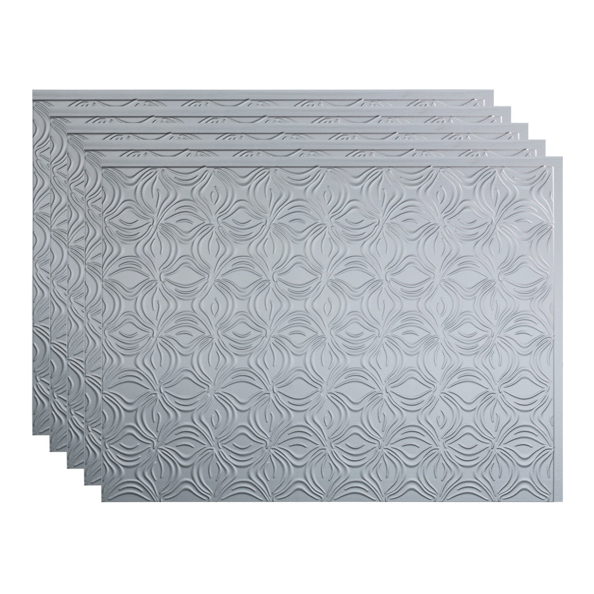 Fasade PB6309 Lotus 18.25-in x 24.25-in Vinyl Argent Silver Backsplash Panels 5.0 -Pack