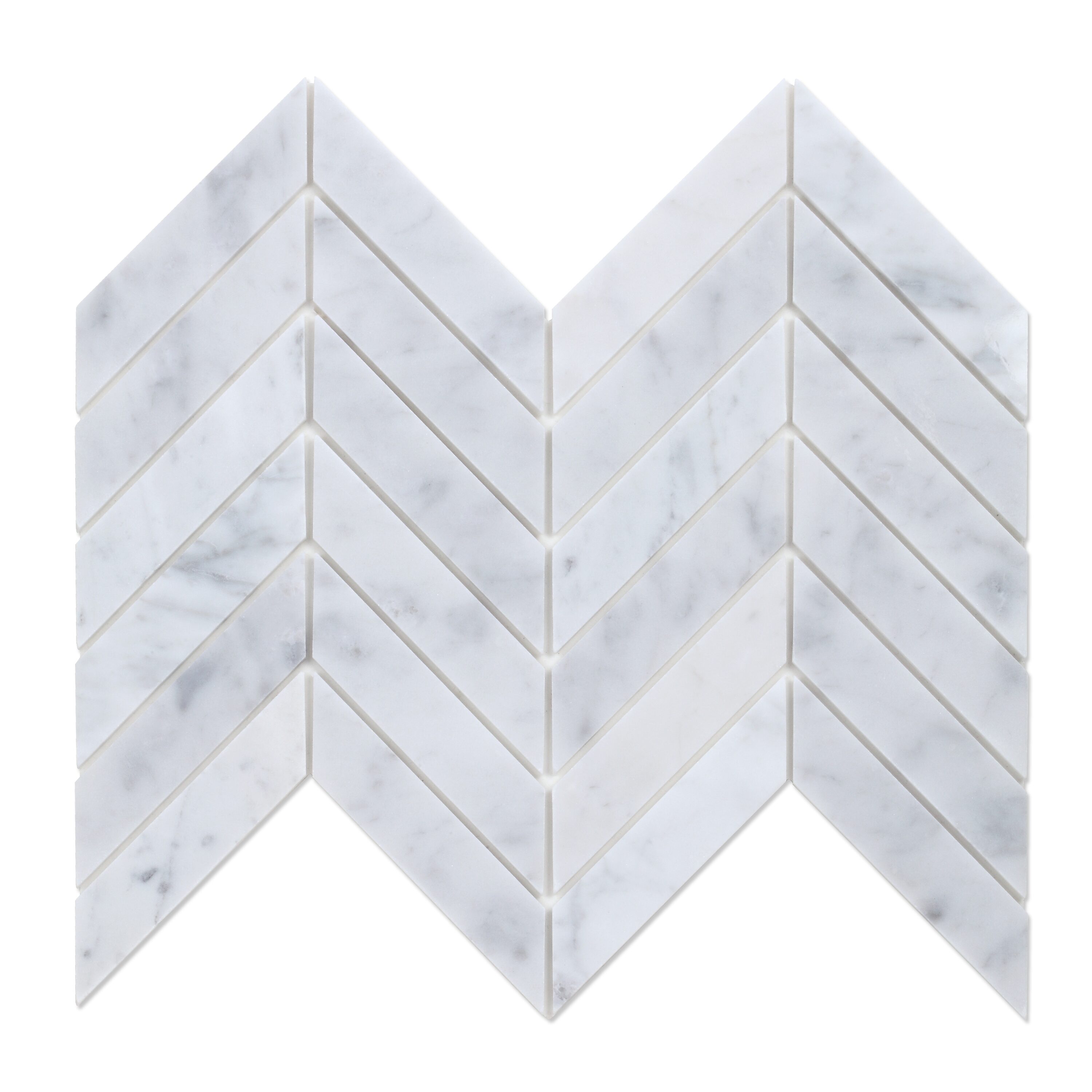 SpeedTiles IS000MAU515/BX6 2X Faster White and Gray 11-in x 11-in Carrara-look Natural stone Marble look Chevron Mosaic Wall Tile ( 5.21-sq ft Carton