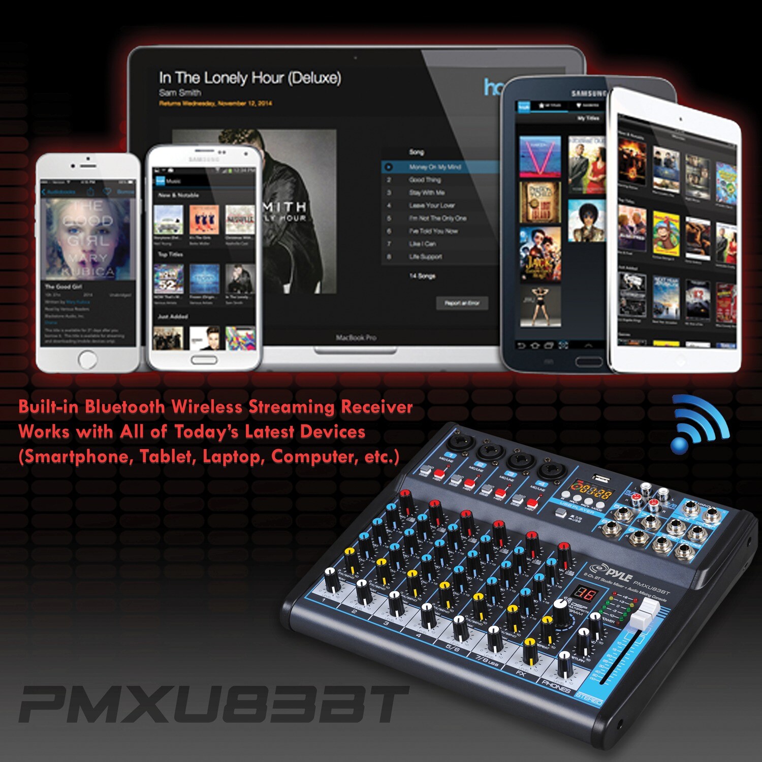 Pyle Pro 12-Channel Bluetooth Studio Mixer and DJ PMXU128BT B&H