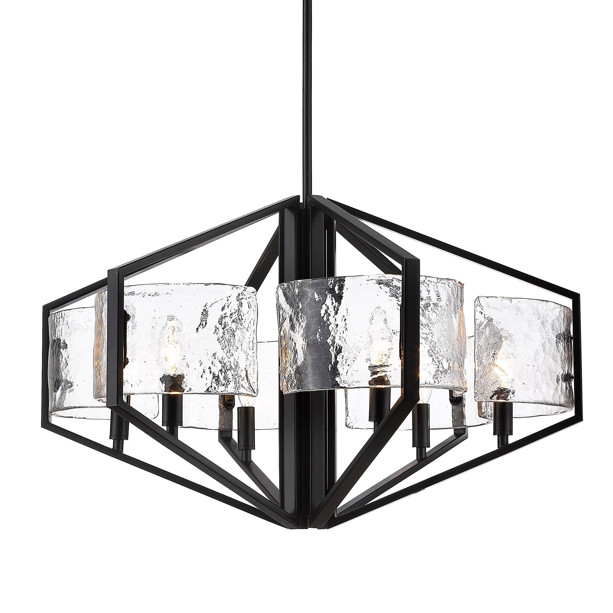 Golden Lighting 3162-6 BLK-HWG Varsha 6 -Light Matte Black Transitional For Use in Bedrooms, Dining Rooms, Foyers, Kitchens, Living Rooms Chandelier