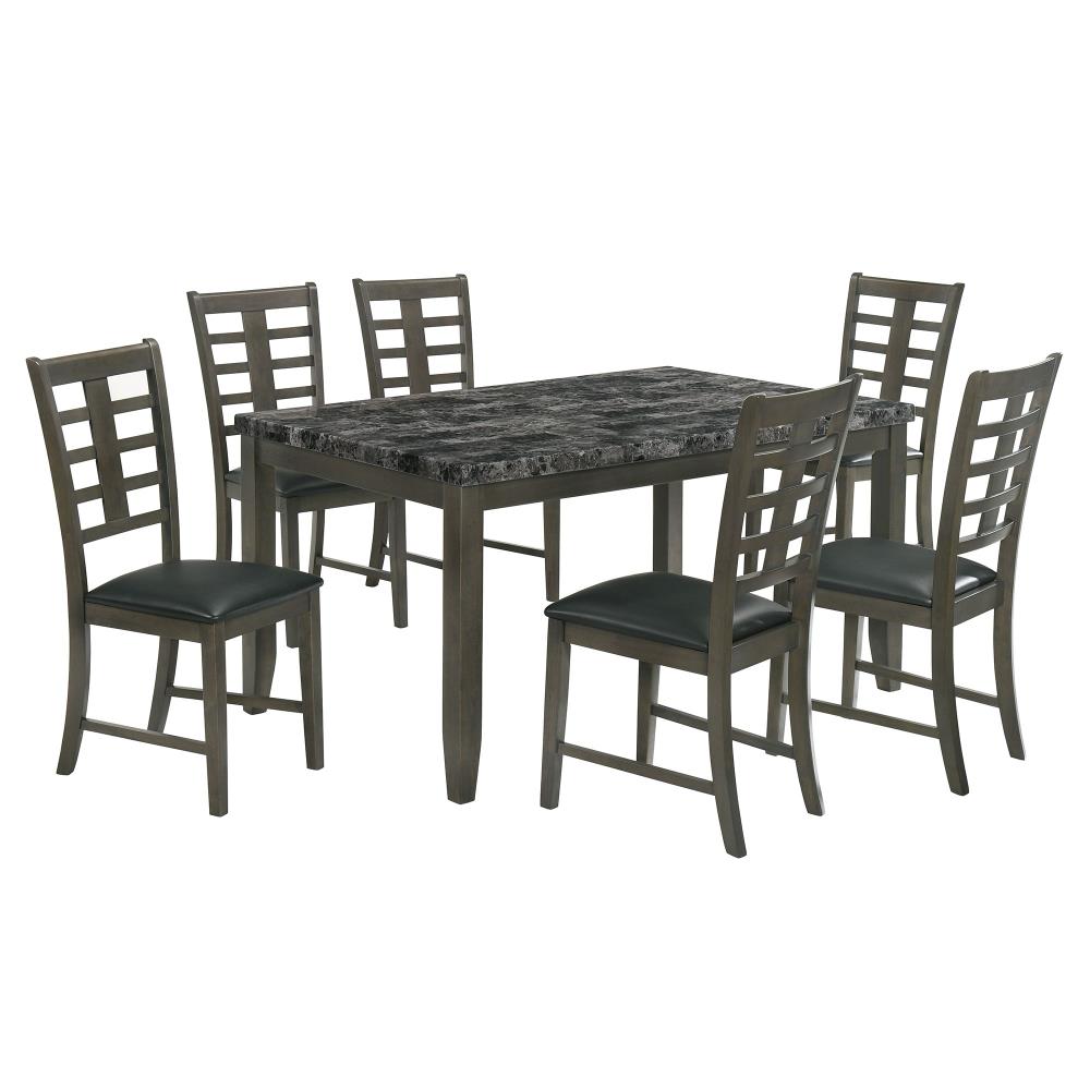 Nixon Dark Brown/Grey Transitional Dining Room Set with Rectangular Table (Seats 6) | - Picket House Furnishings DNS3007DS