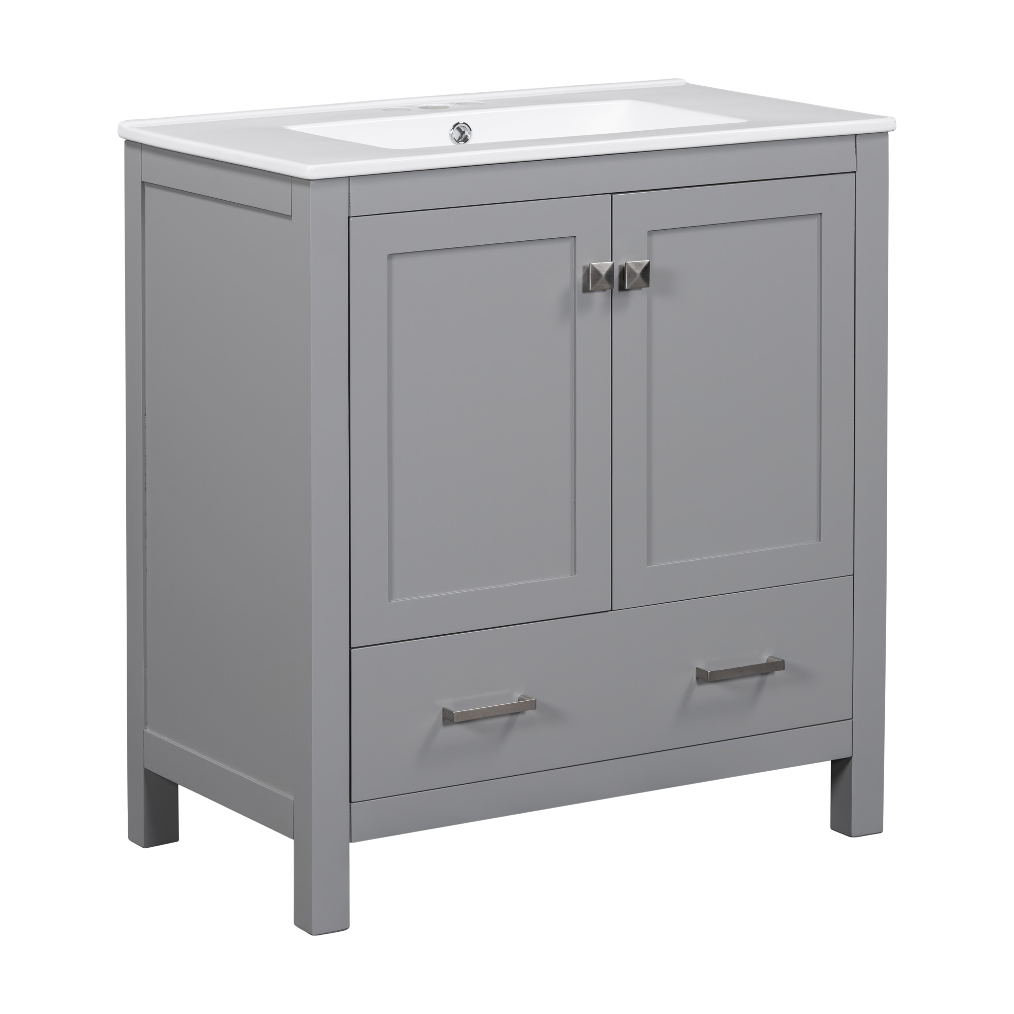 Qualler 30 Inch Bathroom Vanity with Single Undermount Sink and Storage Cabinet - Gray #FSUVTR115E
