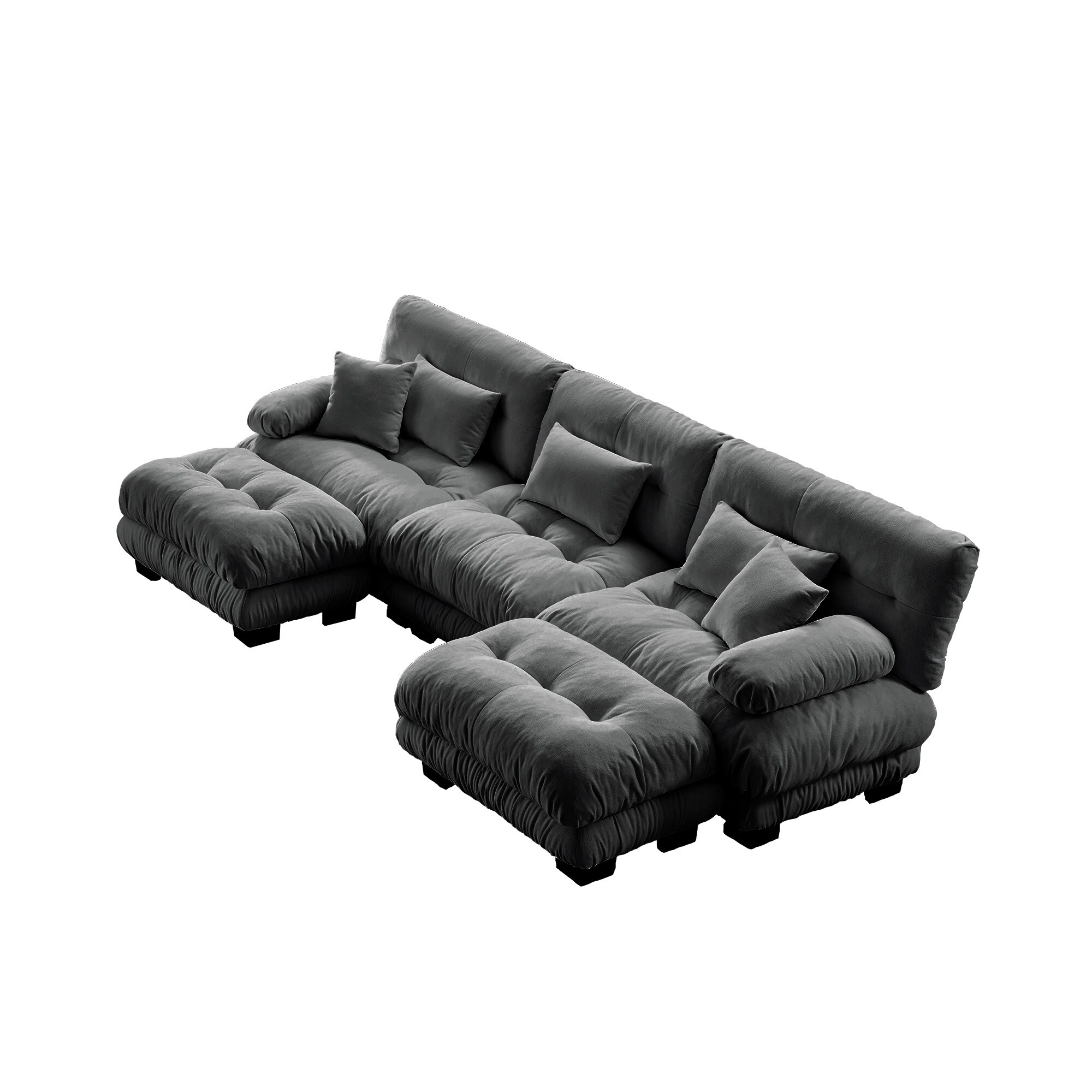 SINOFURN SYA370108DG 133.8-in Modern Gray Chenille 3 -seater Sectional