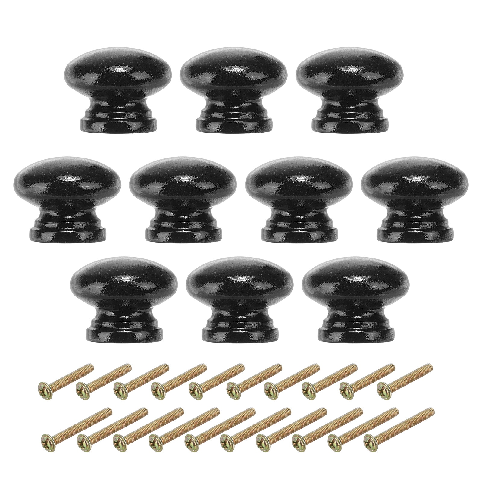 PATIKIL 1-3/8 Inch Cabinet Knobs 10pcs Round Drawer Dresser Knobs Wood Handles Knobs Drawer Pulls with Screws for Kitchen Cupboard Furniture Door Black