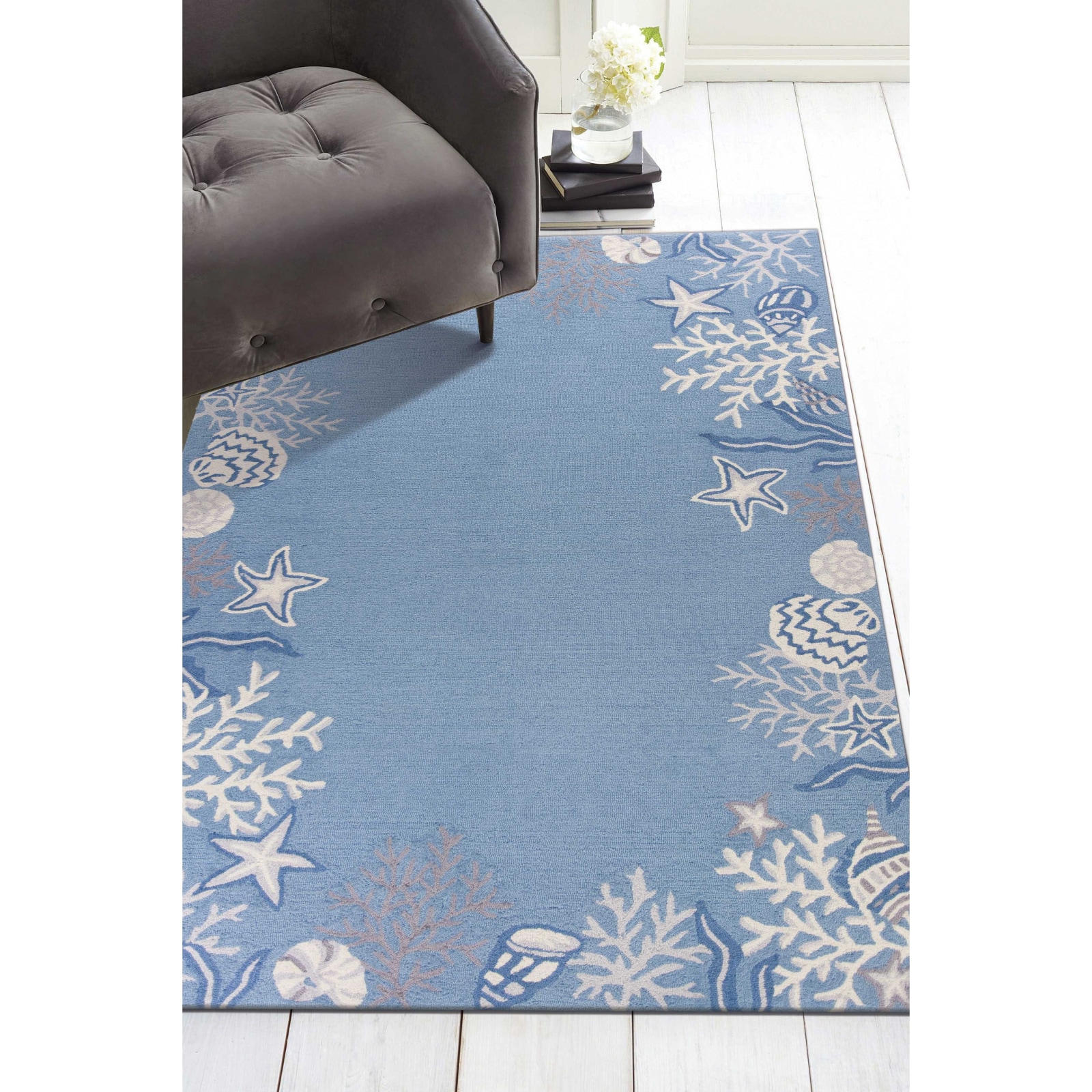 HomeRoots 353393 Bernadette 2 X 3 (ft) Light Blue Indoor Border Area Rug