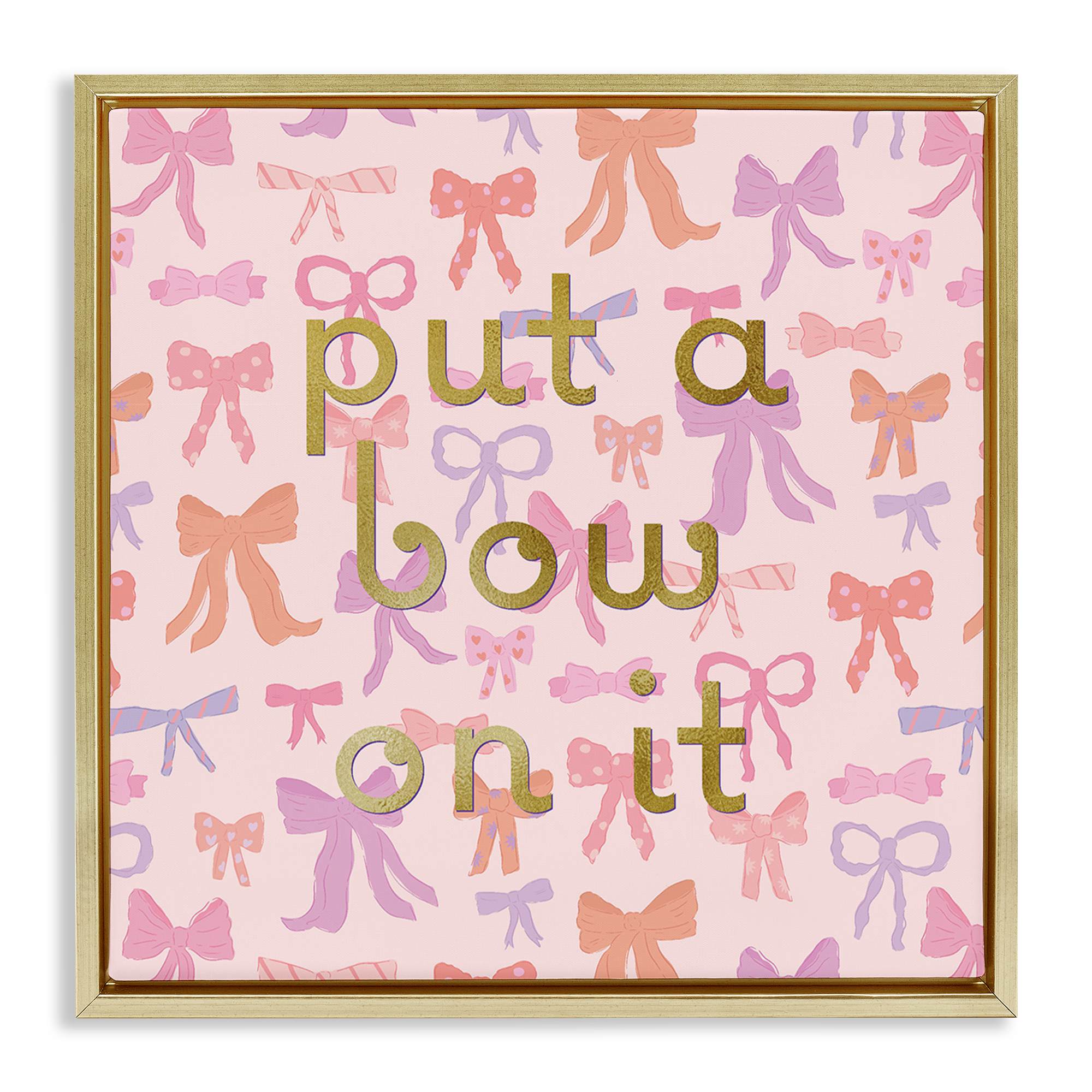 Stupell Industries BT-509-FFG-17X17 Trendy Put A Bow On It Floating Frame design by Sazerelli Designs