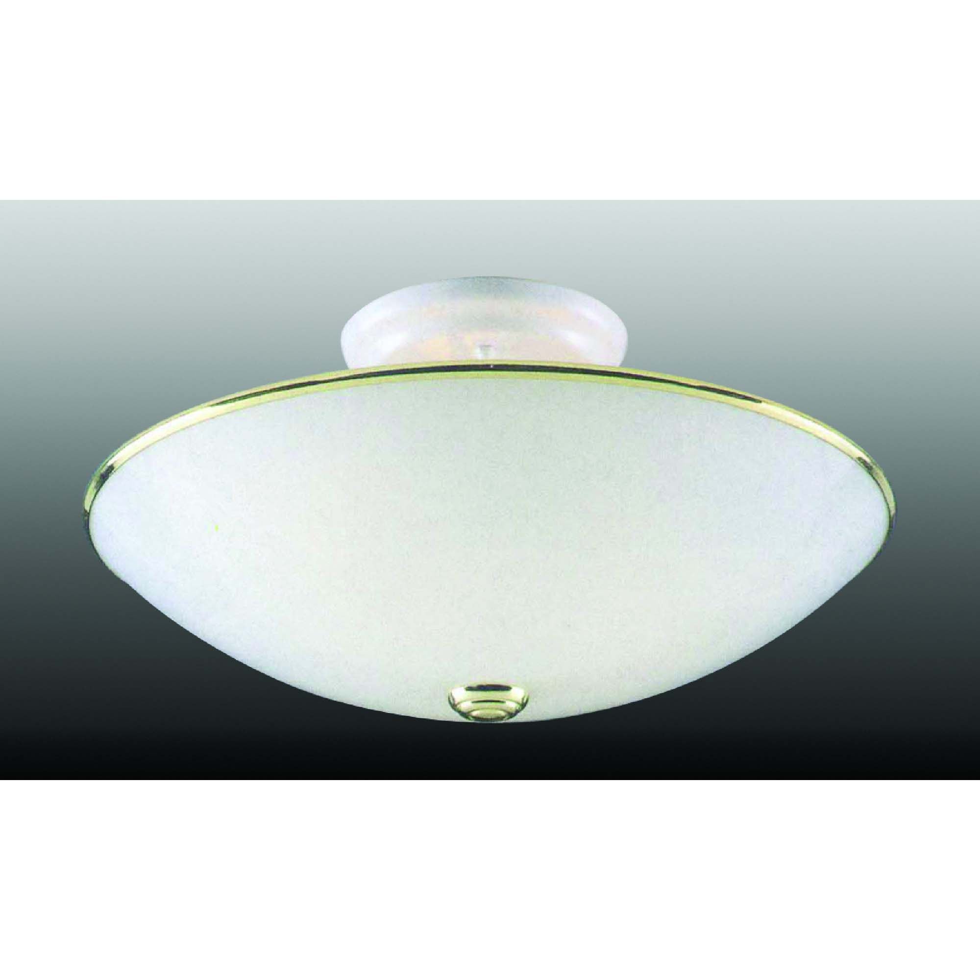 Polished Brass and Frosted Glass Round Flush Mount Light