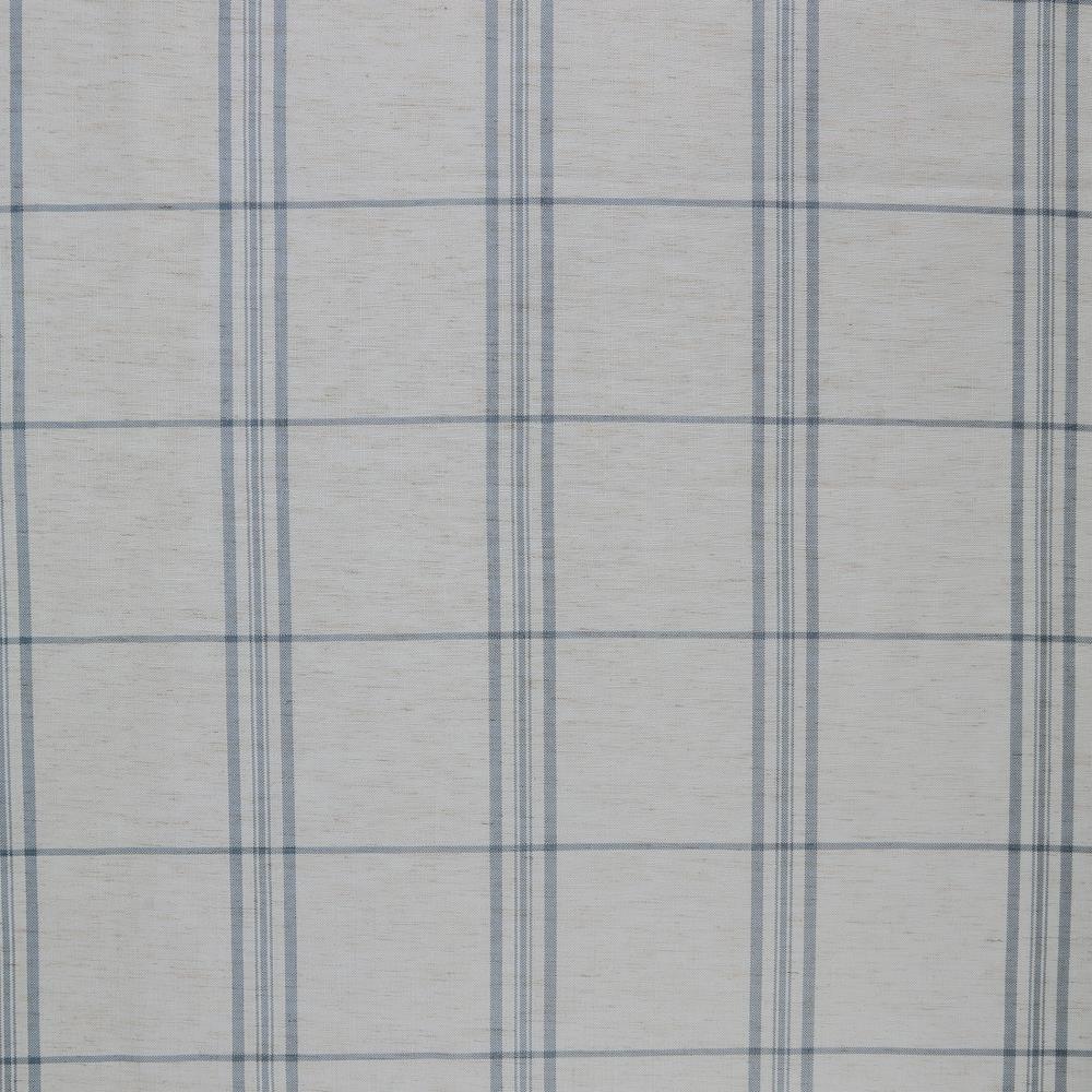Blue Plaid Linen Blend Light-Filtering Rod Pocket Curtain Panel 54" x 84"