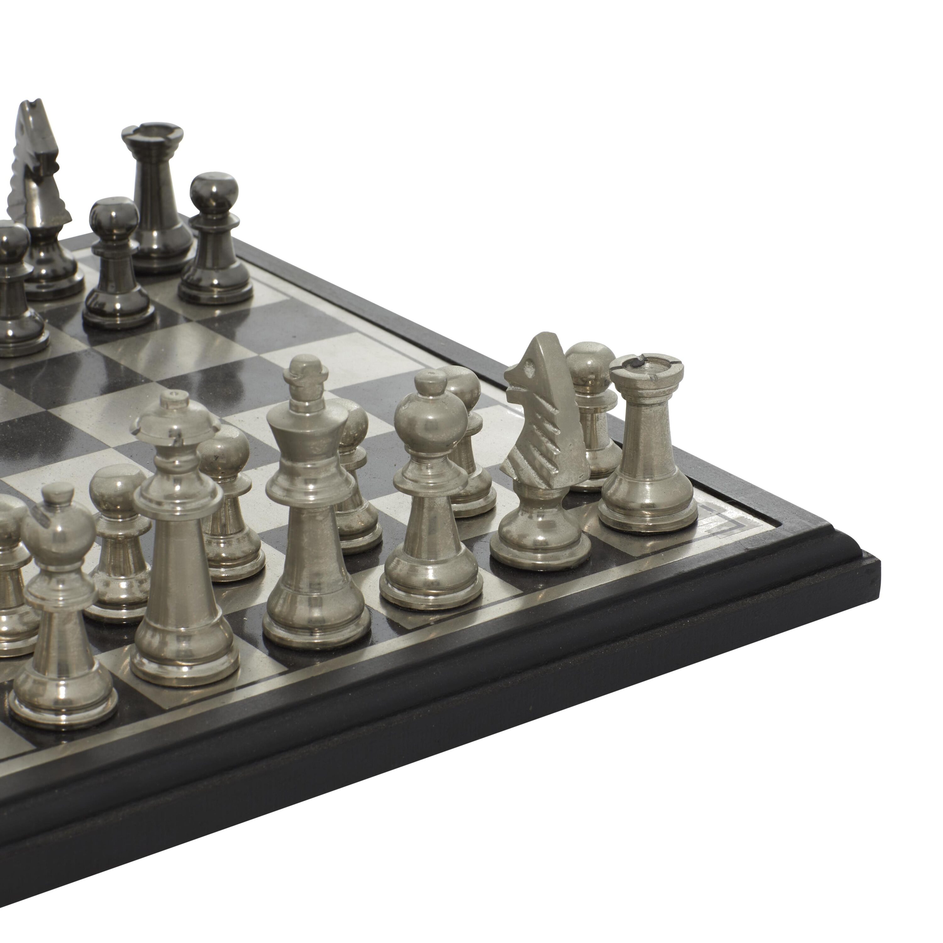 Black and Silver Aluminum Chess Set with Square Board