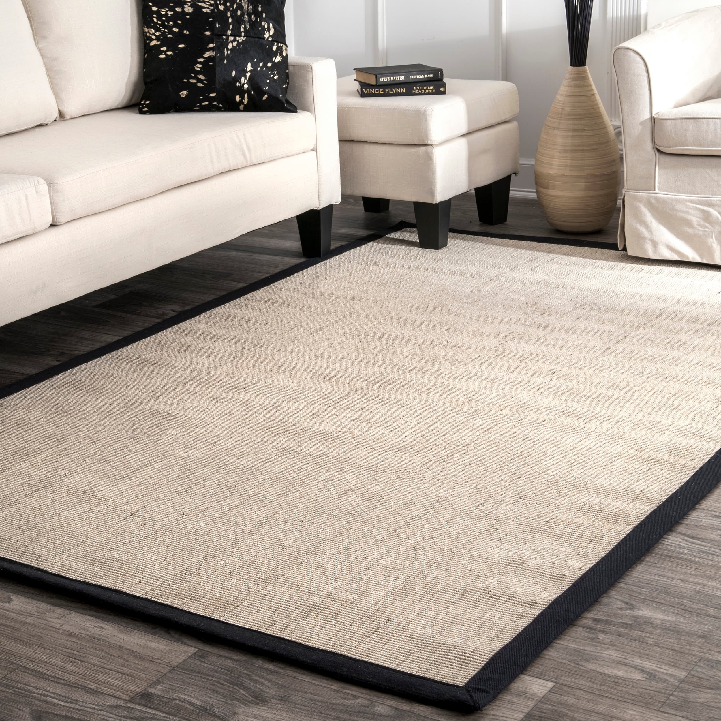 nuLOOM ZHSS03B-406 4 x 6 (ft) Loomed Sisal Black Rectangular Indoor Border Area rug