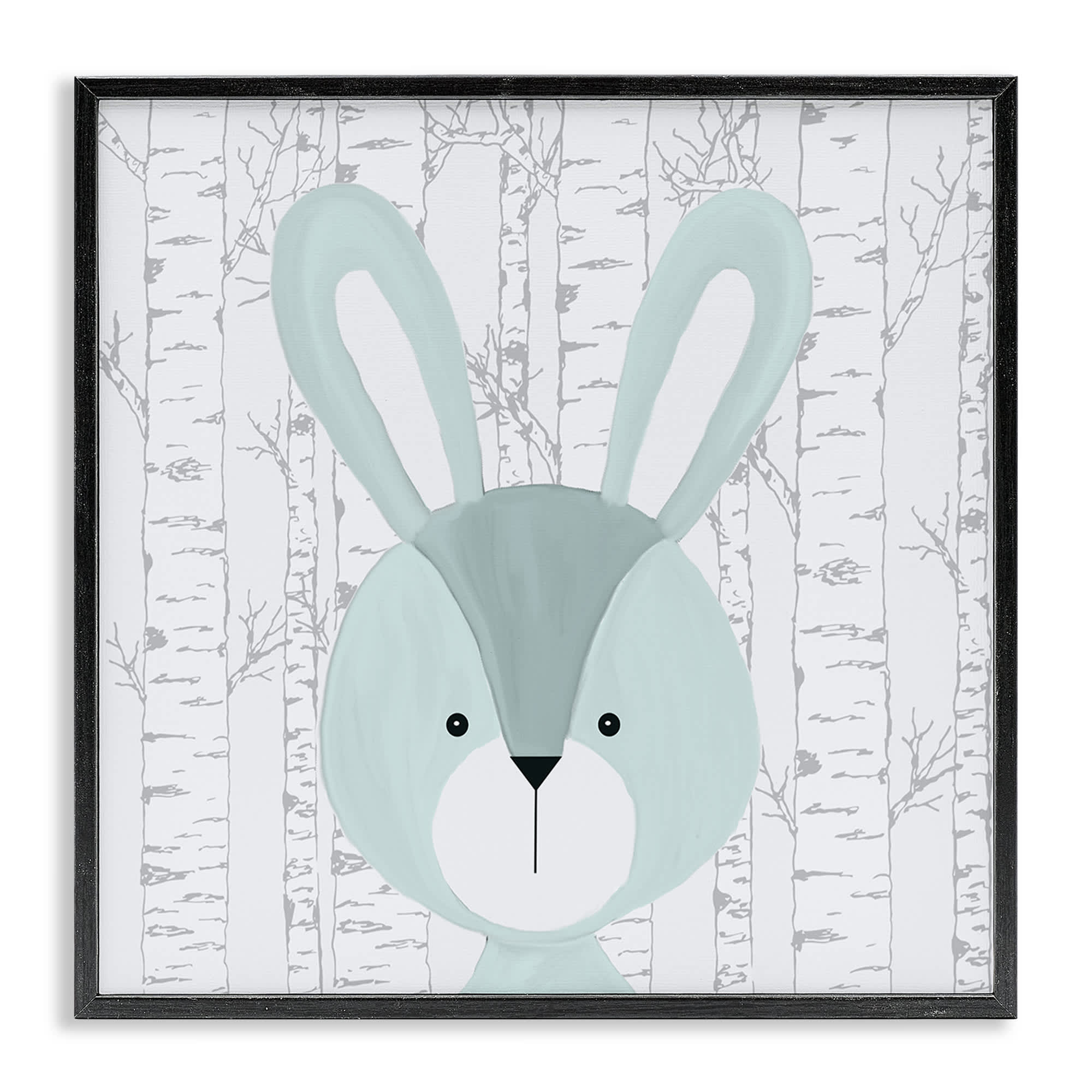 Stupell Industries BS-031-FR-24X24 Charming Bunny on Birch Black Framed Giclee Art By Kim Allen 24 x 24